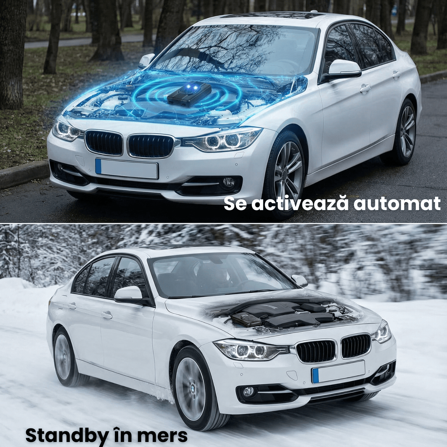 Aparat Anti Rozatoare Auto HASEPE Cu Ultrasunete Si Lumini, Aparat Anti Rozatoare Autovehicule Pentru Jderi Si Nevăstuici, Aparat Impotriva Rozatoarelor Auto Pentru Compartiment Motor, Carcasa ABS, Al - HASEPE