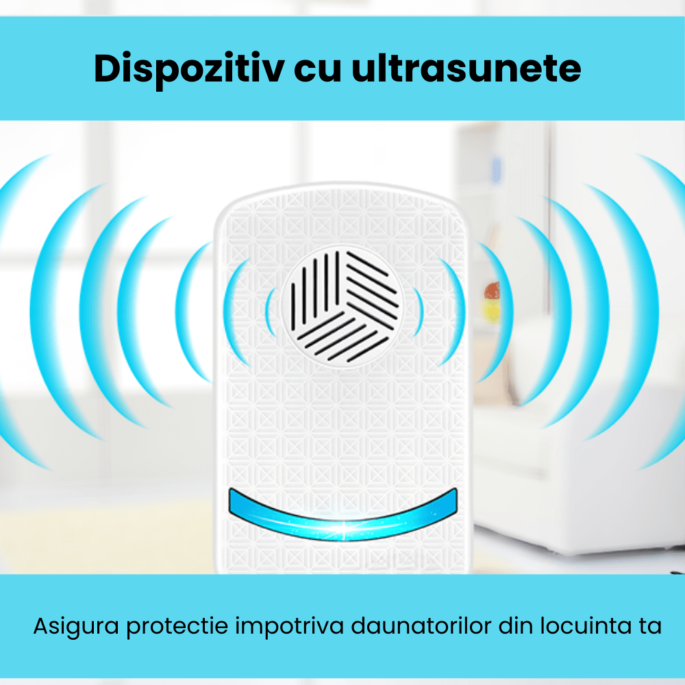 Aparat Impotriva Insectelor si Rozatoarelor HASEPE, Anti Gandaci si Tantari, Control Electronic 12 - 150Hz, Acoperire 160mp, Protectie 360°, Ecologic, Sigur Copii/Animale, Alb - HASEPE