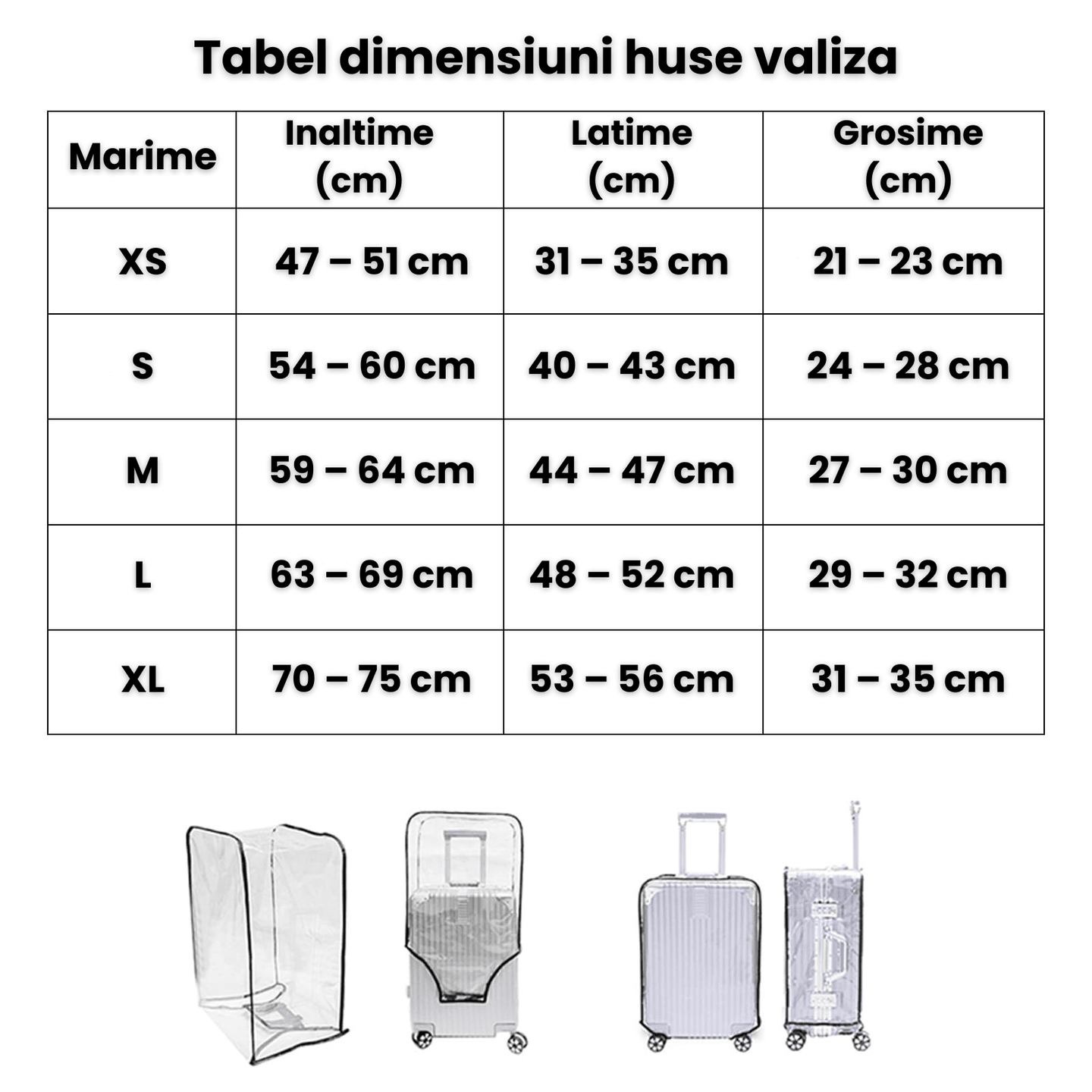 Husa Troler HASEPE, Protectie Valiza, Marimea L, 49x29x69 cm, Transparenta - HASEPE