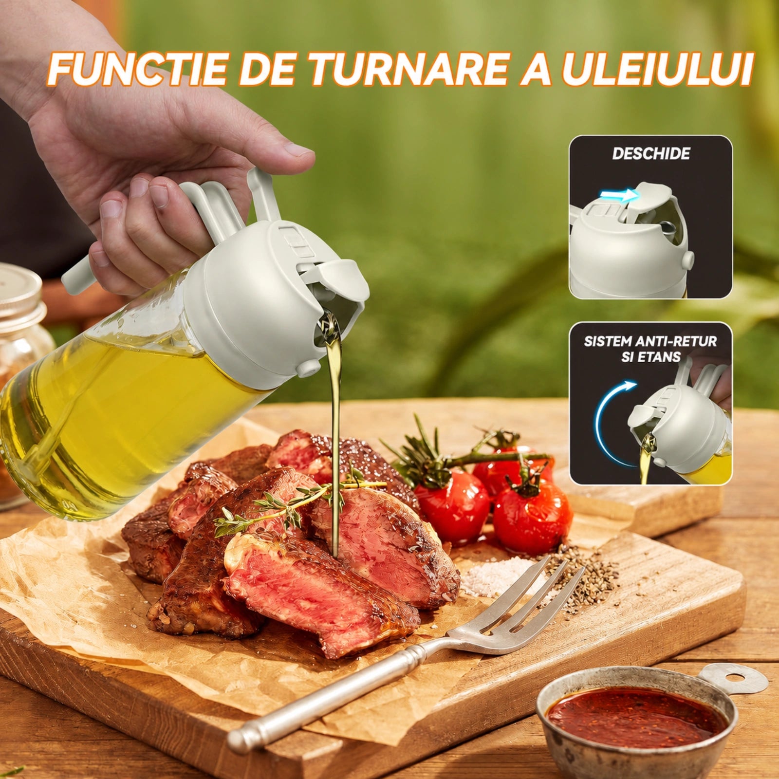 Pulverizator Ulei HASEPE® 2 In 1, Dozator Ulei 470ml