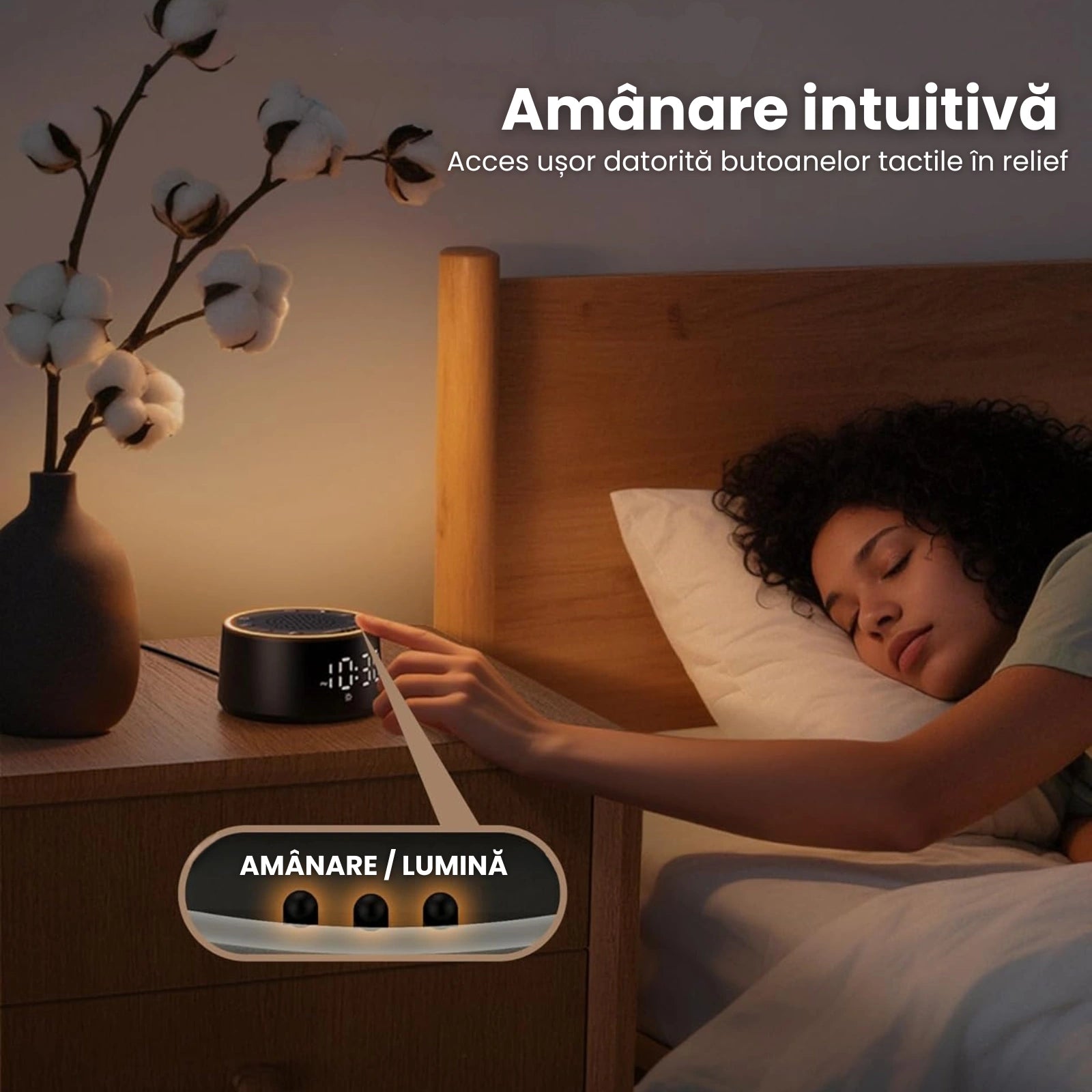 Aparat Sunete Albe HASEPE® Pentru Bebelusi, Aparat White Noise Cu Ceas Si Alarma