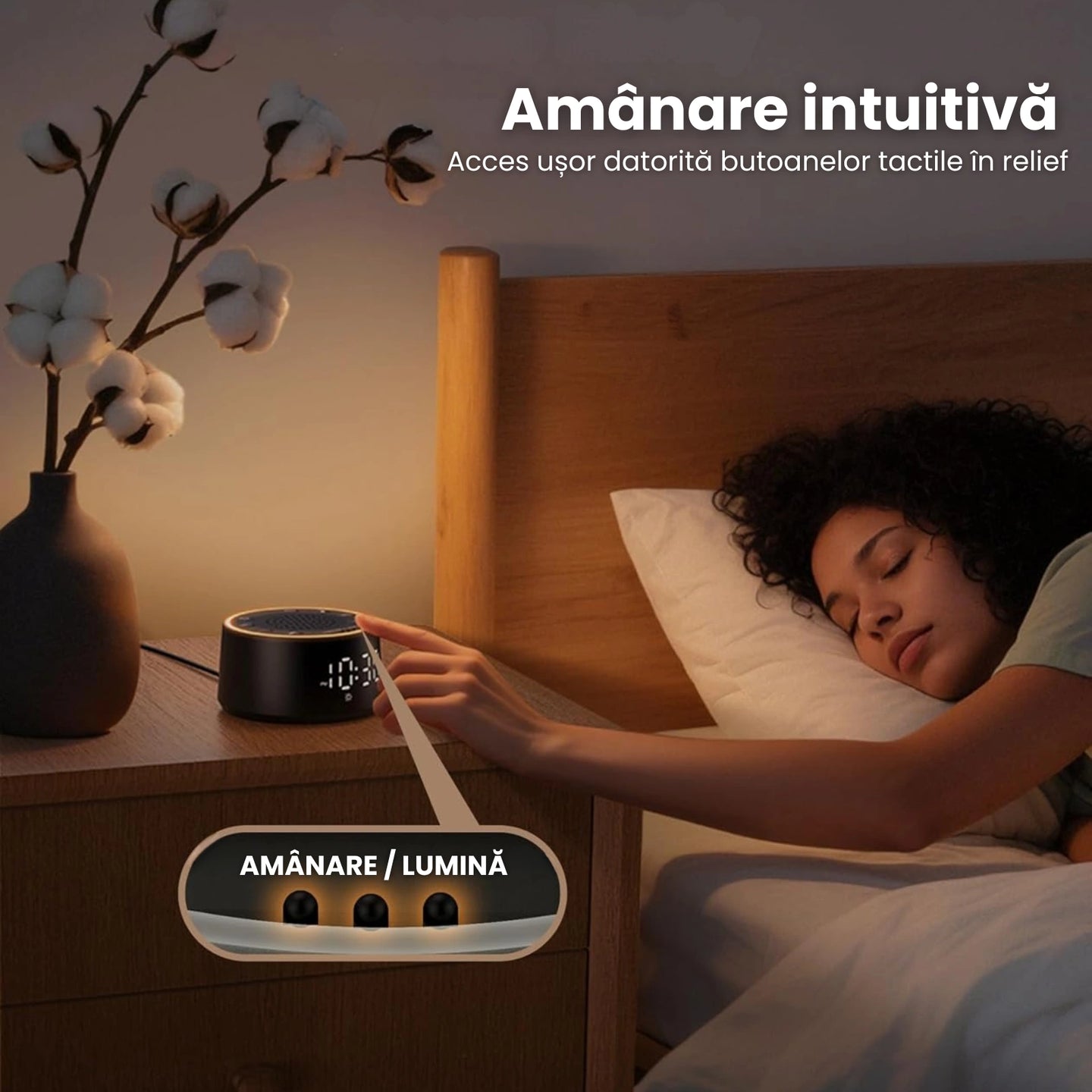 Aparat Sunete Albe HASEPE® Pentru Bebelusi, Aparat White Noise Cu Ceas Si Alarma
