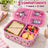 Cutie alimentara HASEPE®, 790 ml, 3 compartimente, caserola copii roz, cutie alimentara pentru scoala si after school