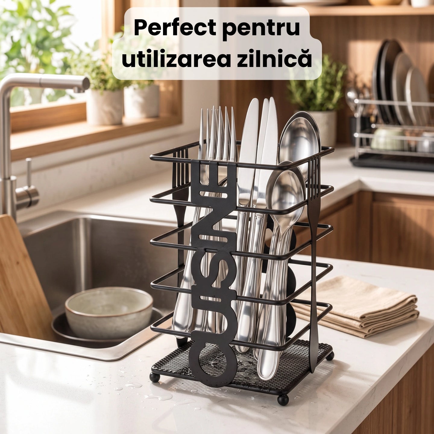 Suport Tacamuri HASEPE® Metalic Negru Pentru Scurgere Tacamuri, 10x10x16 cm