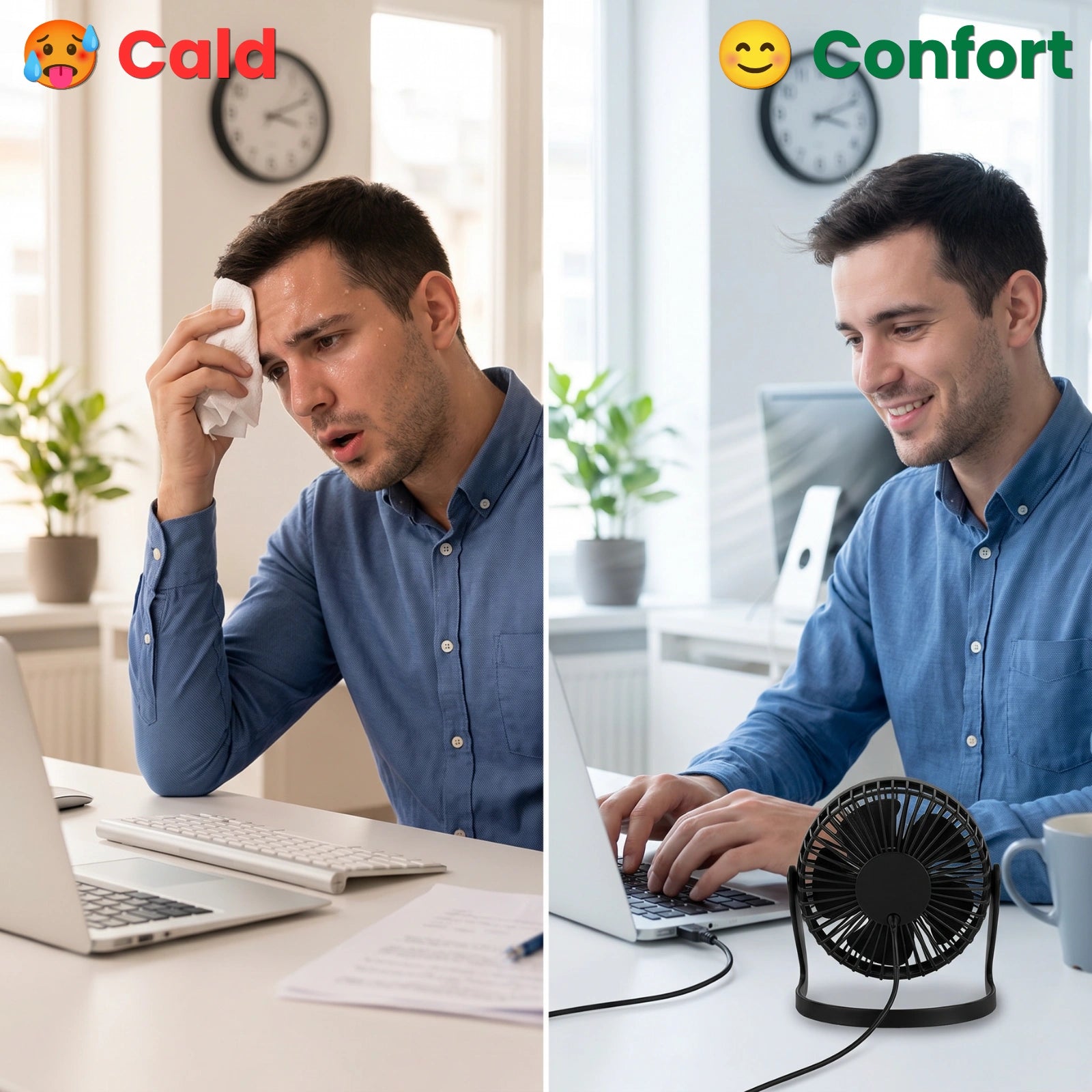 Ventilator De Birou HASEPE® USB Ø14 Cm, Ventilator De Masa Cu Inclinare Reglabila, Ventilator USB Portabil Pentru Birou