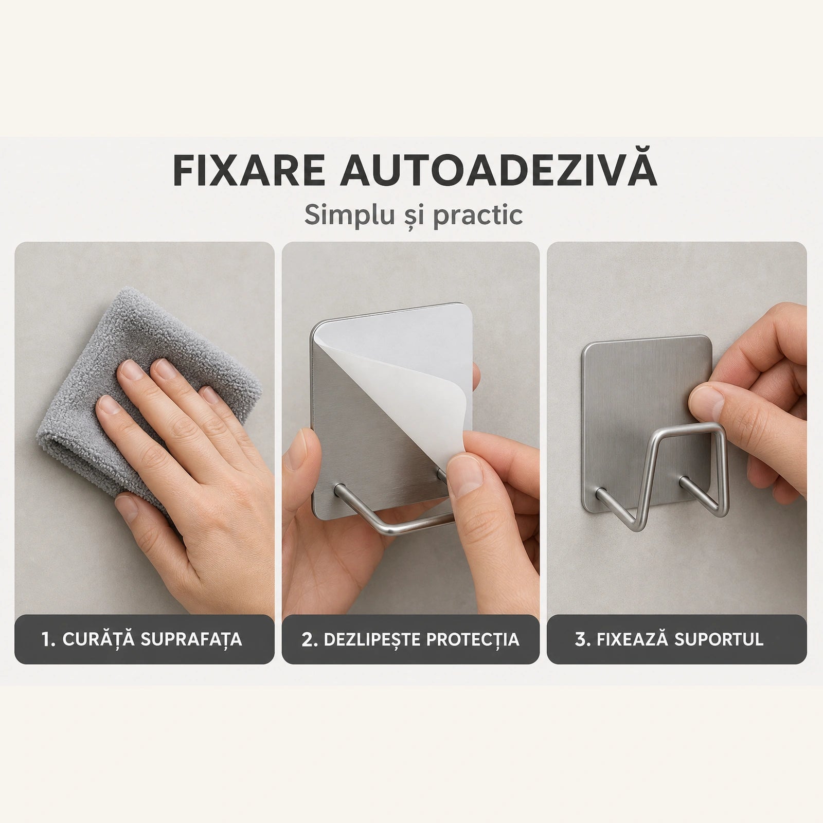 Suport Baie HASEPE® Autocolant Multifunctional din Otel Inoxidabil, Suport Burete 5x3x5 cm