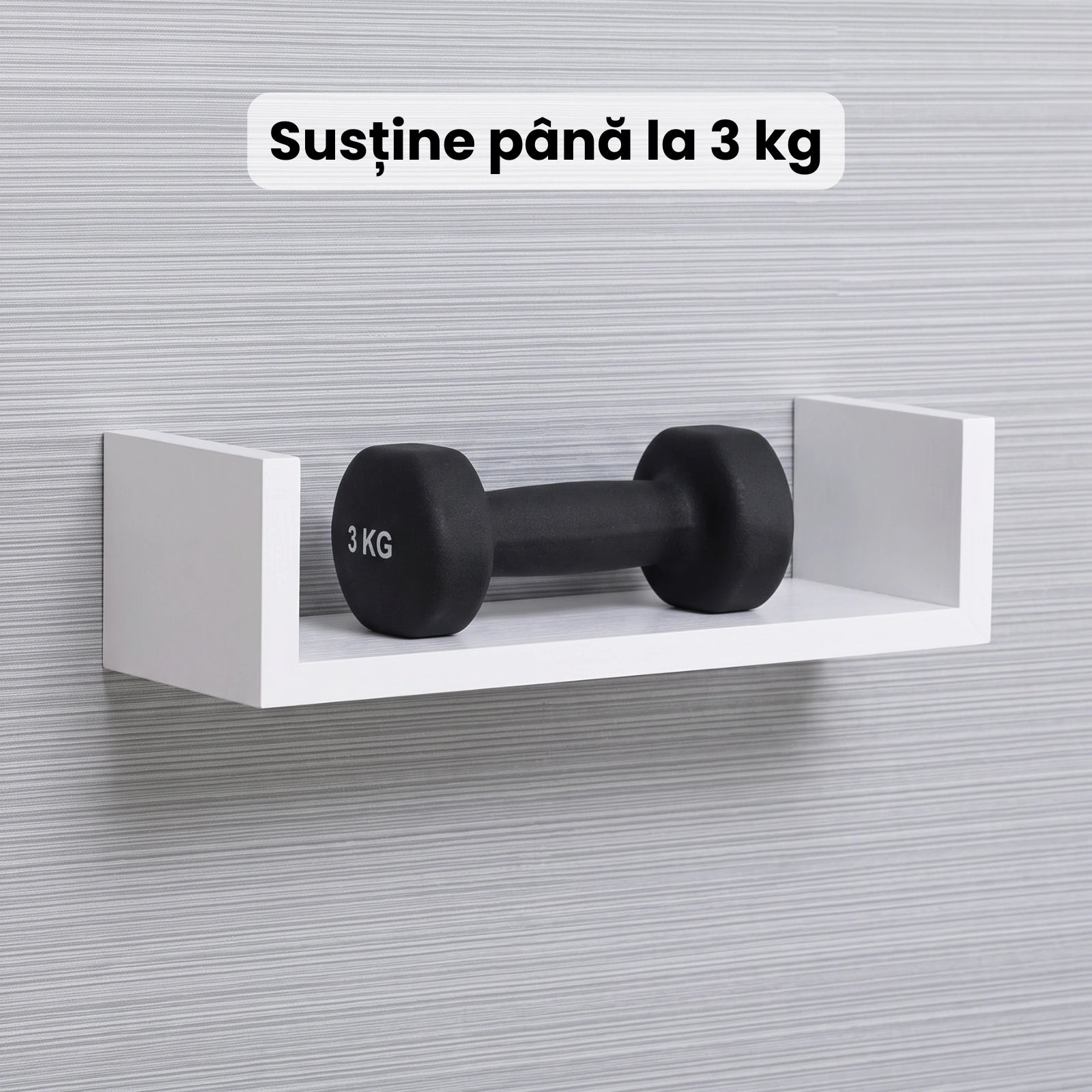 Set 3 Rafturi De Perete HASEPE®, Set 3 Rafturi Suspendate Albe, Rafturi Decorative Cu Suporturi Ascunse