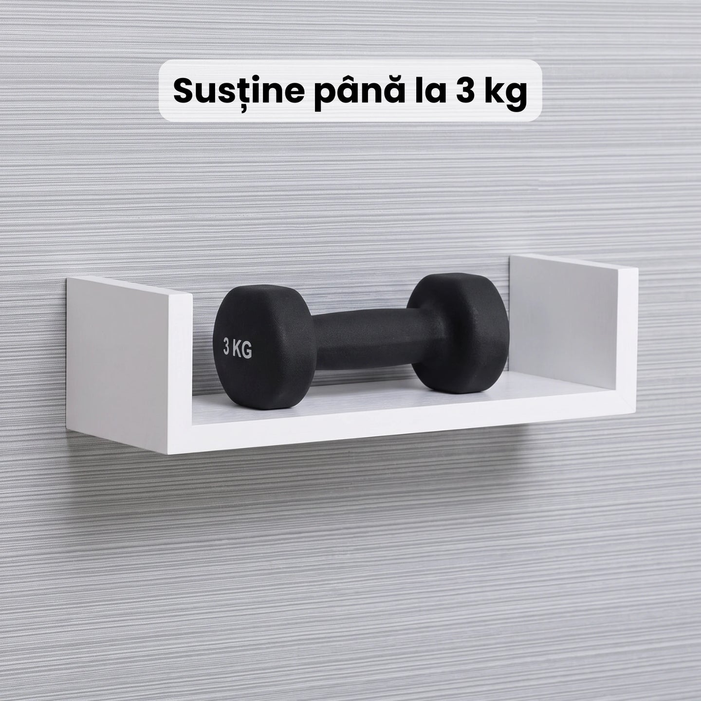 Set 3 Rafturi De Perete HASEPE®, Set 3 Rafturi Suspendate Albe, Rafturi Decorative Cu Suporturi Ascunse