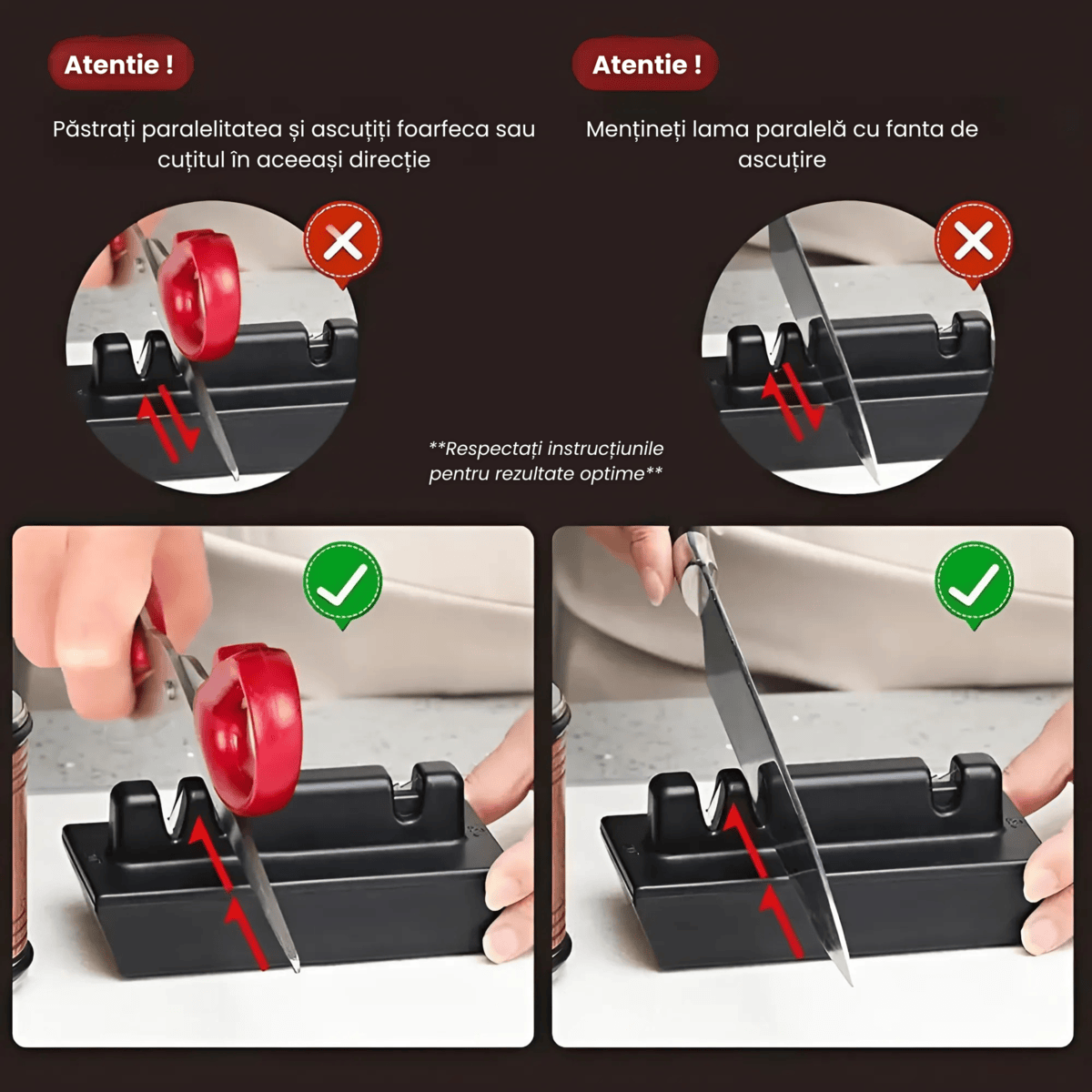 Ascutitor Cutite Rulant Profesional 5 in 1 HASEPE, Piatra Diamantata cu 2 Granulatii (400/1000), Suport Magnetic 15°/20°, Multifunctional, Pentru Cutite si Lame Ceramica