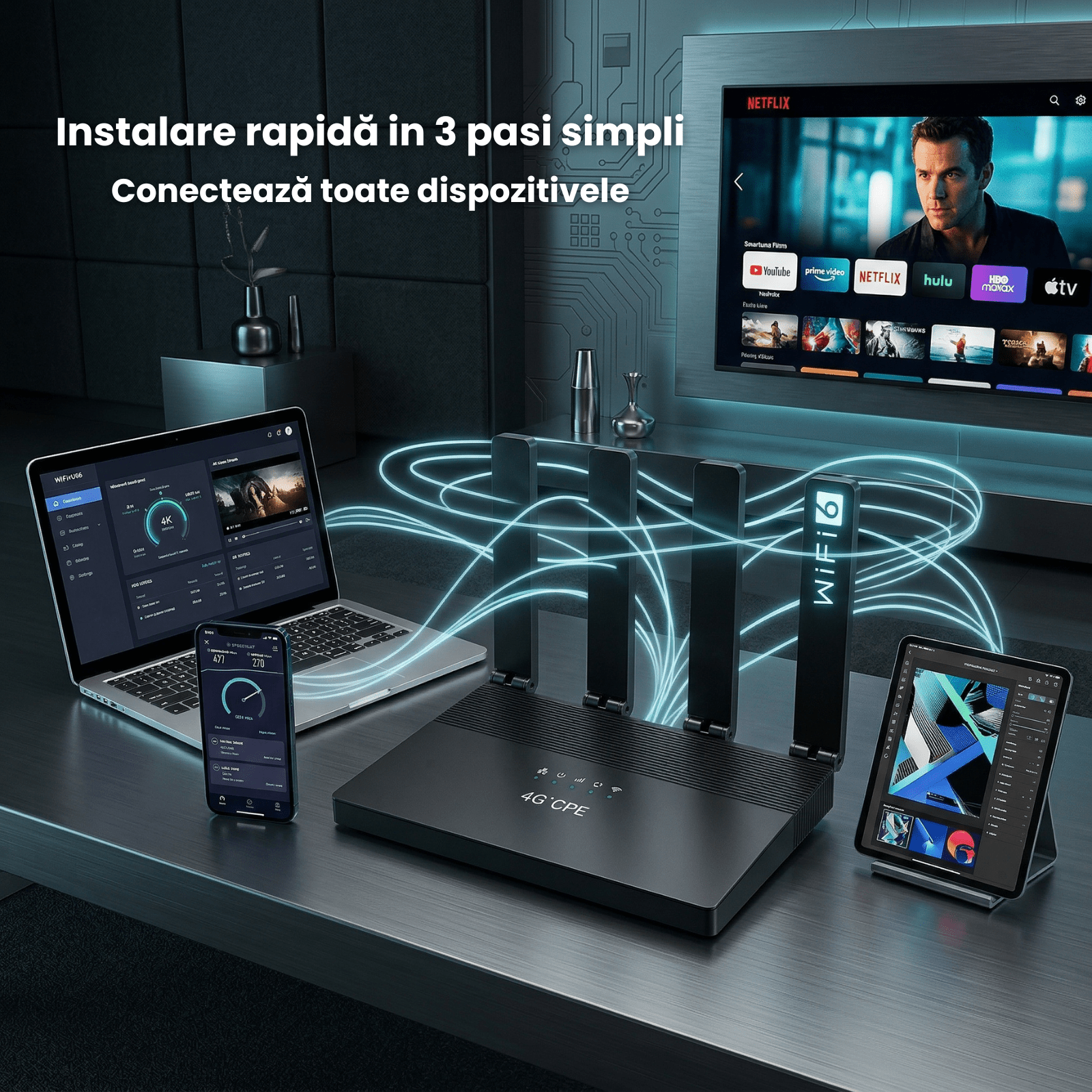 Router Wireless HASEPE 4G LTE WiFi6 Cu Slot SIM, Router Wireless LTE CAT4 150Mbps, Router Wireless Cu Baterie Integrata 5000mAh Pentru Internet Oriunde, Router Wireless Pentru Casa Birou Calatorii, Wi - HASEPE