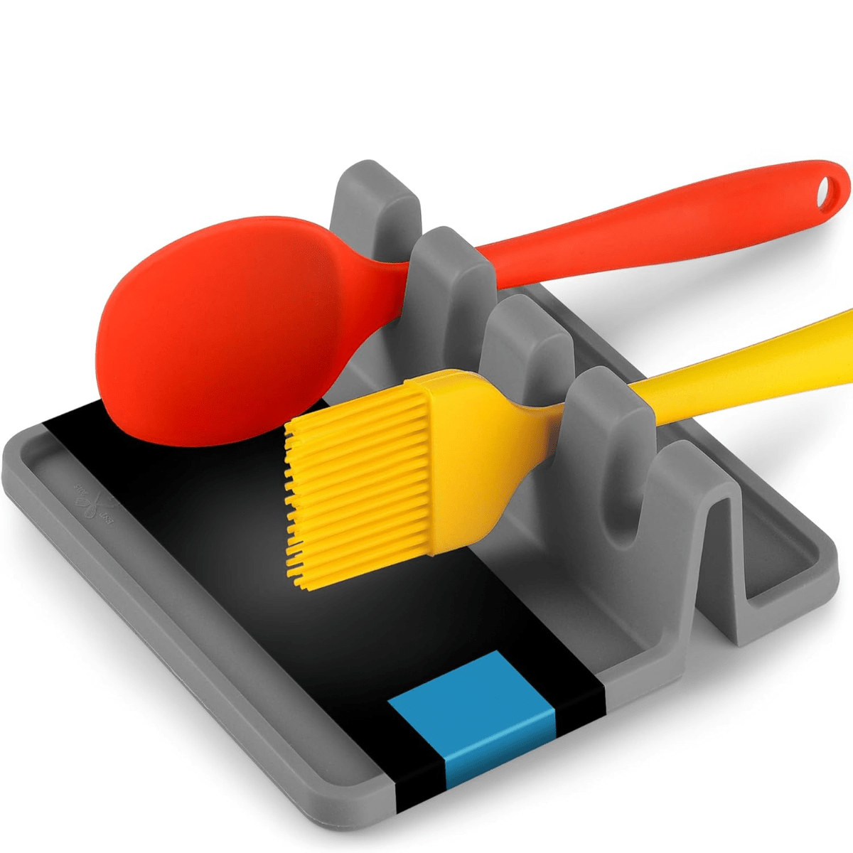 Suport Ustensile Bucatarie HASEPE Din Silicon Cu 4 Compartimente, Suport Lingura Silicon Pentru Gatit Curat, Organizator Tacamuri Pentru Blat, Rezistent La Caldura, Baza Anti - Alunecare, Design Modern - HASEPE