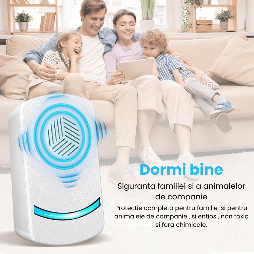 Aparat Impotriva Insectelor si Rozatoarelor HASEPE, Anti Gandaci si Tantari, Control Electronic 12 - 150Hz, Acoperire 160mp, Protectie 360°, Ecologic, Sigur Copii/Animale, Alb - HASEPE