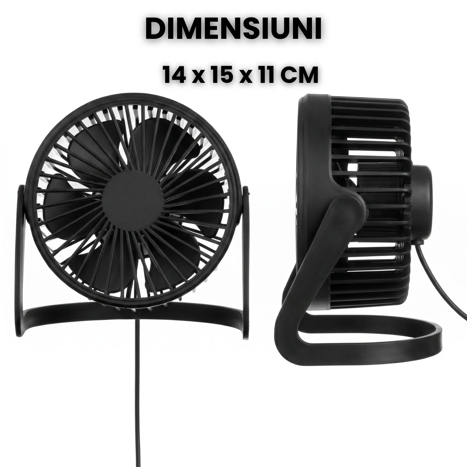 Ventilator De Birou HASEPE® USB Ø14 Cm, Ventilator De Masa Cu Inclinare Reglabila, Ventilator USB Portabil Pentru Birou