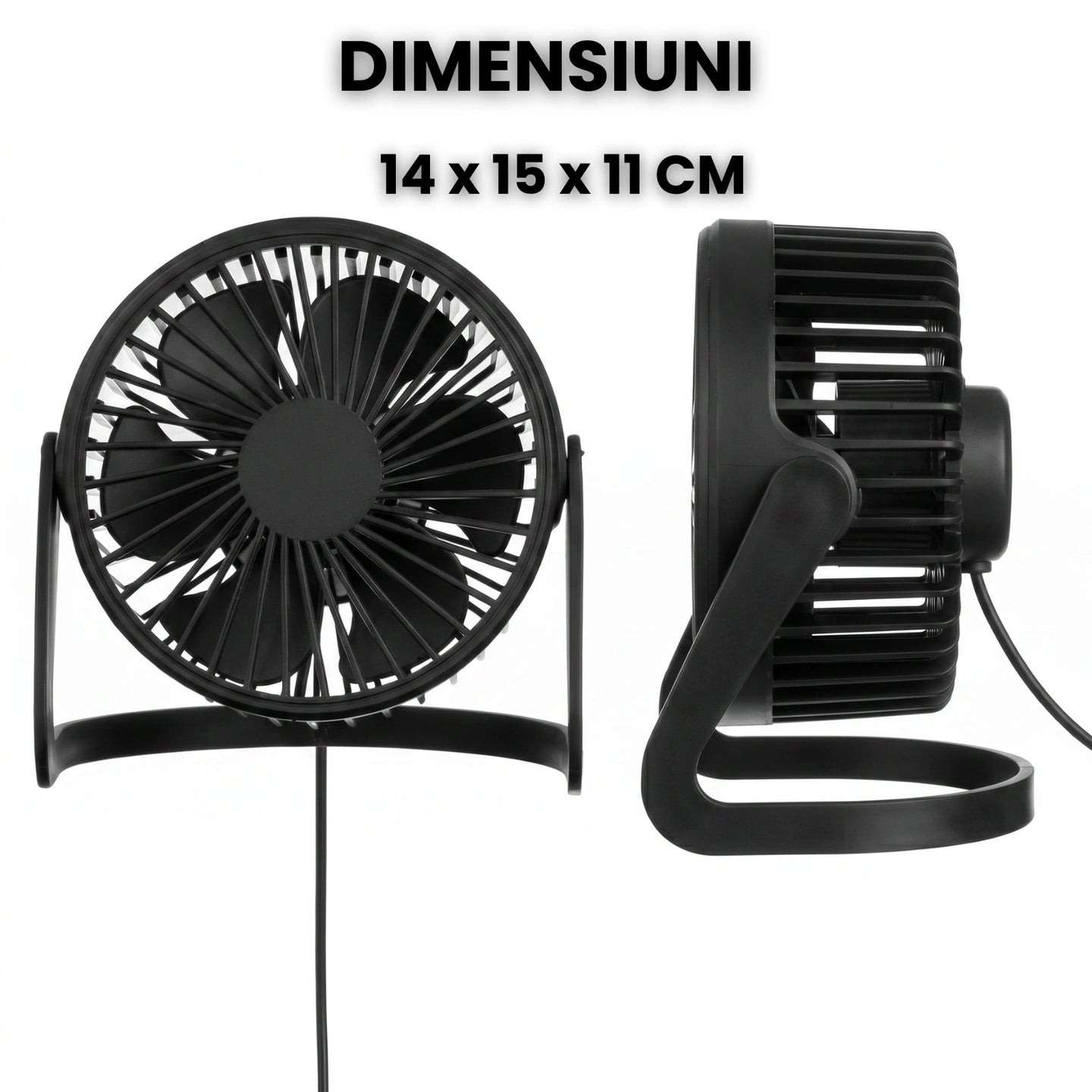 Ventilator De Birou HASEPE® USB Ø14 Cm, Ventilator De Masa Cu Inclinare Reglabila, Ventilator USB Portabil Pentru Birou