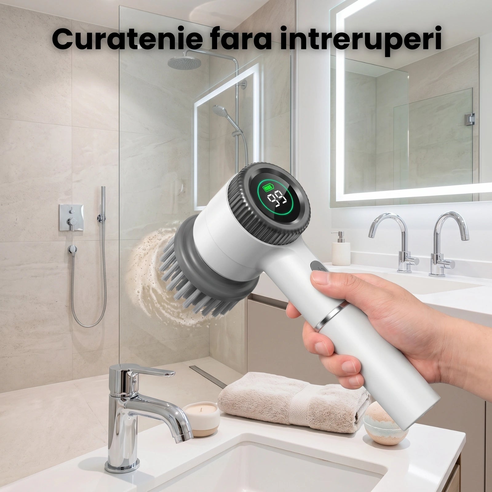 Perie Curatare Electrica HASEPE® Multifunctionala, Perie Electrica Curatare Cu 5 Capete