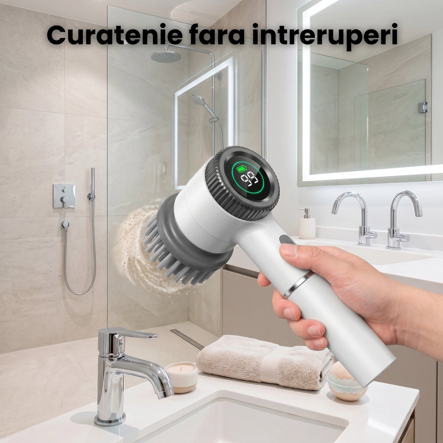 Perie Curatare Electrica HASEPE® Multifunctionala, Perie Electrica Curatare Cu 5 Capete