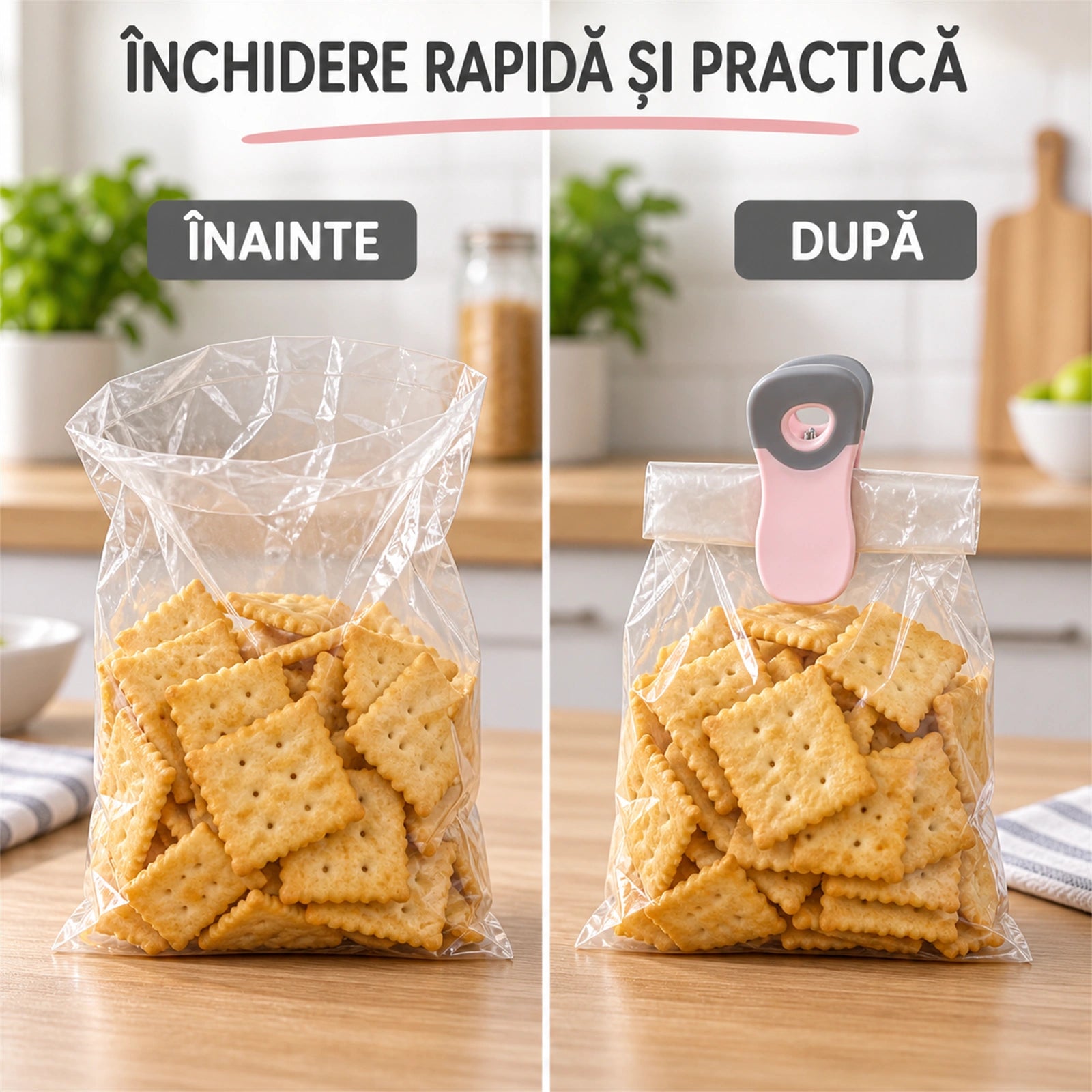 Set 4 Clesti pentru pungi HASEPE® cu magnet, clesti pentru sigilat pungi alimentare si ambalaje mici, 7 x 3 cm
