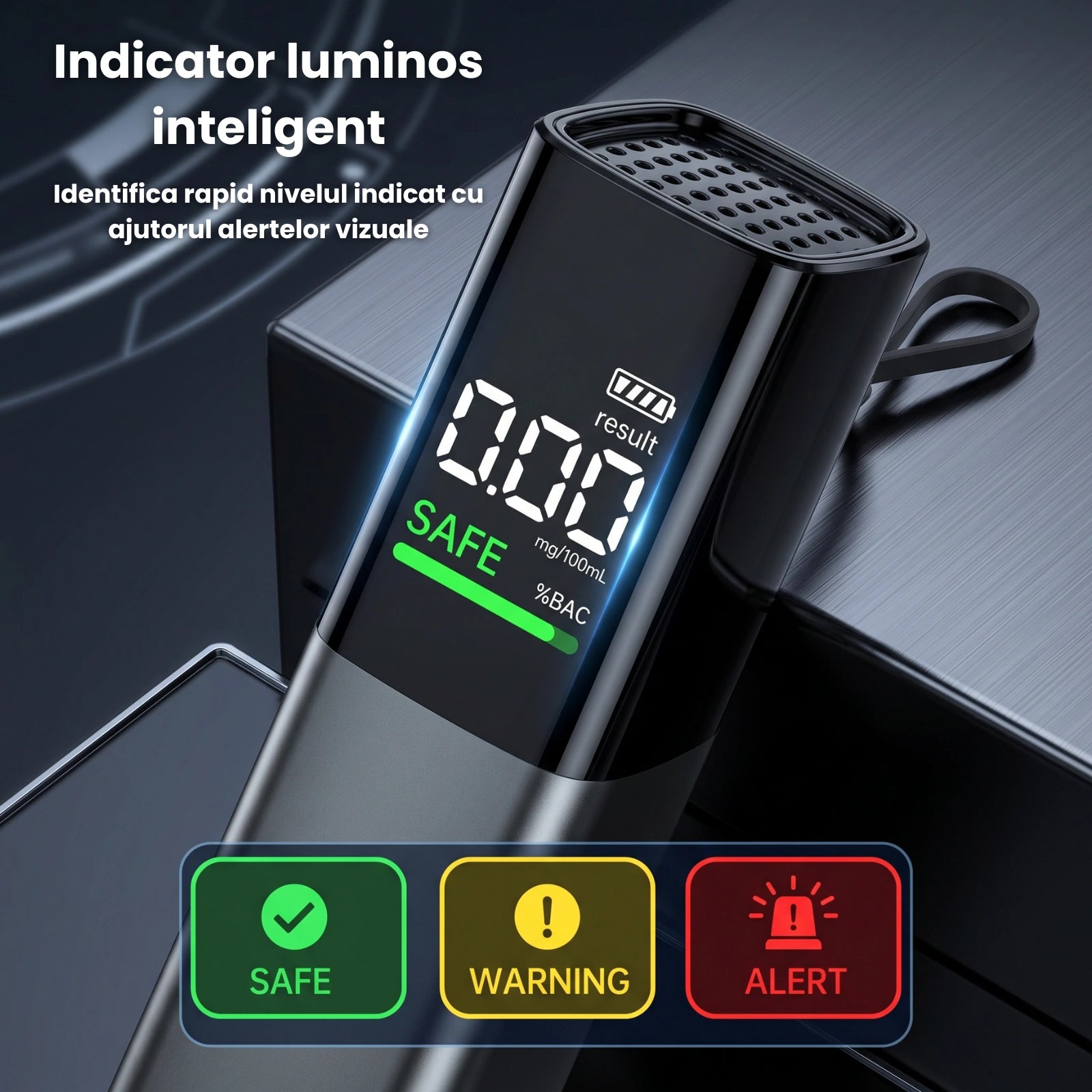 Tester Alcoolemie HASEPE® Digital, Alcooltest Cu Senzor De Precizie, Reincarcabil USB