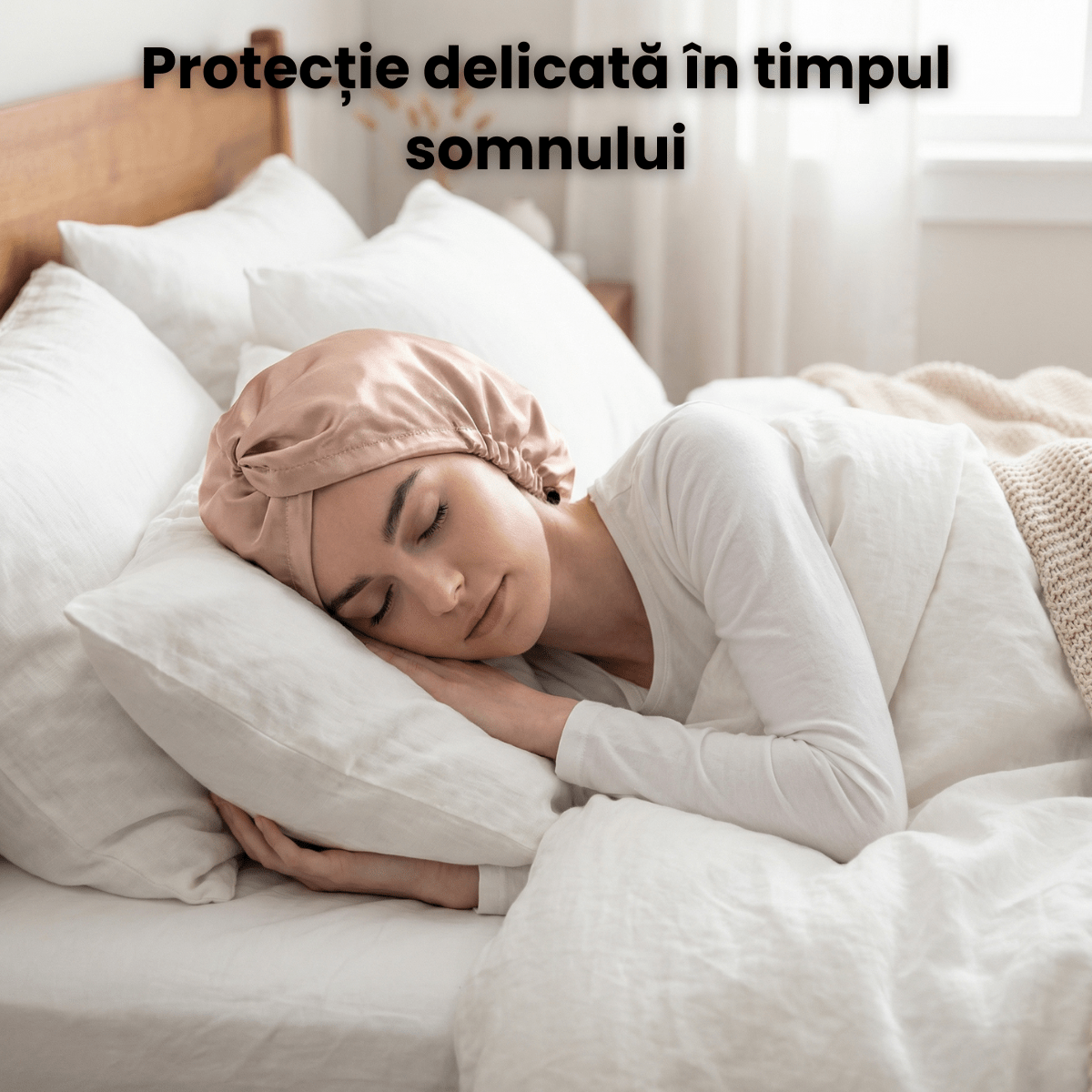 Boneta Somn HASEPE Satin Pentru Ingrijirea Parului, Boneta Par Marime Universala Cu Elastic Reglabil, Boneta Satin Pentru Par Scurt Si Mediu, Protectie Impotriva Frecarii, Potrivita Pentru Par Drept S - HASEPE
