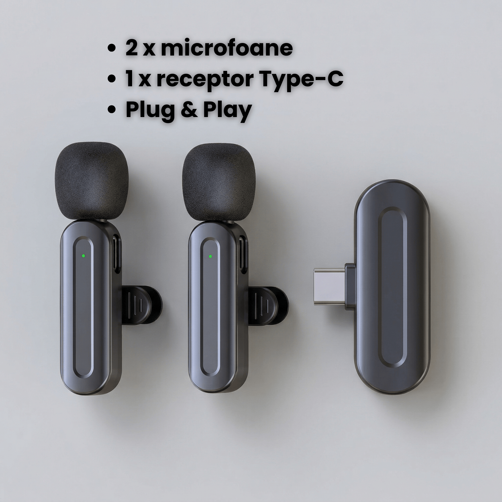 Microfon Lavaliera HASEPE Wireless 2.4G Auto Connect, Microfon Lavaliera Pentru Telefon, Streaming Live Si Interviuri, Microfon Wireless Lavaliera Cu Reducere Zgomot, Microfon Lavaliera Omnidirectiona - HASEPE