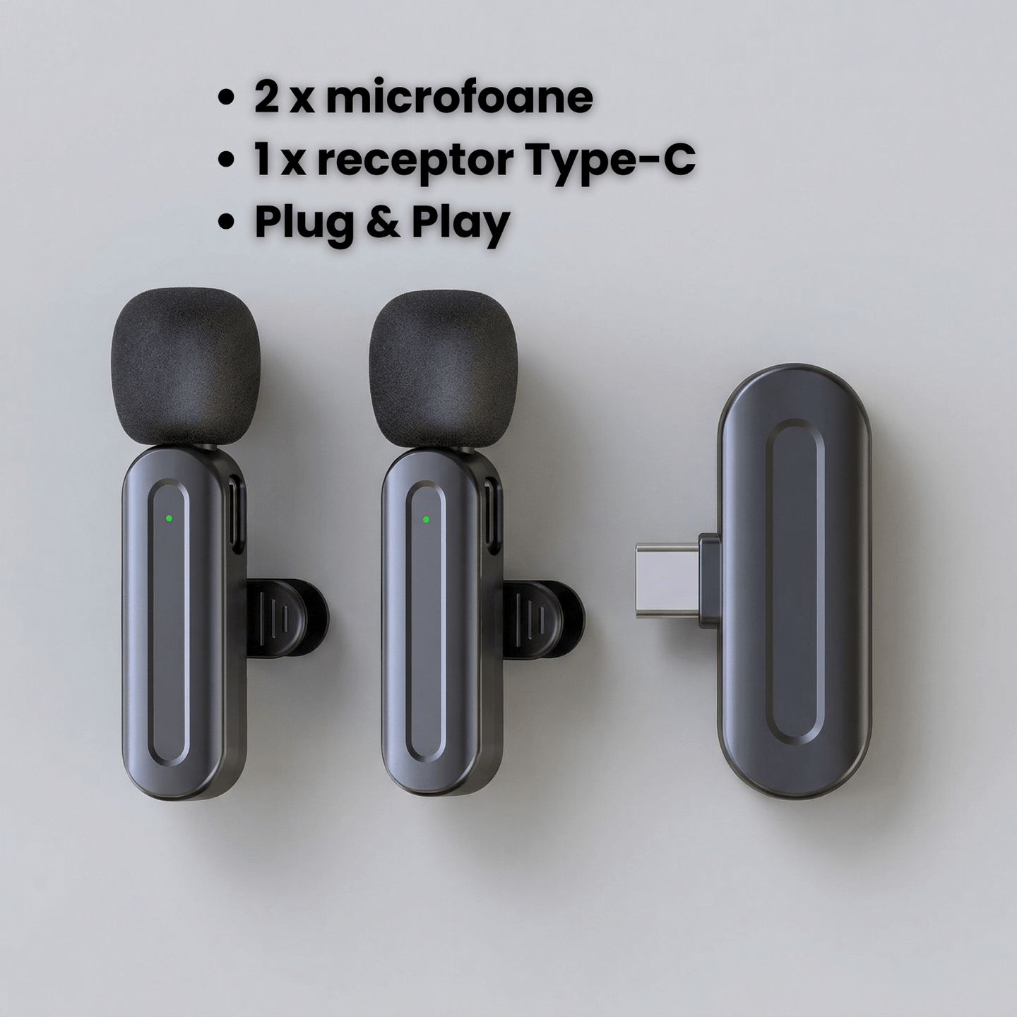 Microfon Lavaliera HASEPE Wireless 2.4G Auto Connect, Microfon Lavaliera Pentru Telefon, Streaming Live Si Interviuri, Microfon Wireless Lavaliera Cu Reducere Zgomot, Microfon Lavaliera Omnidirectiona - HASEPE