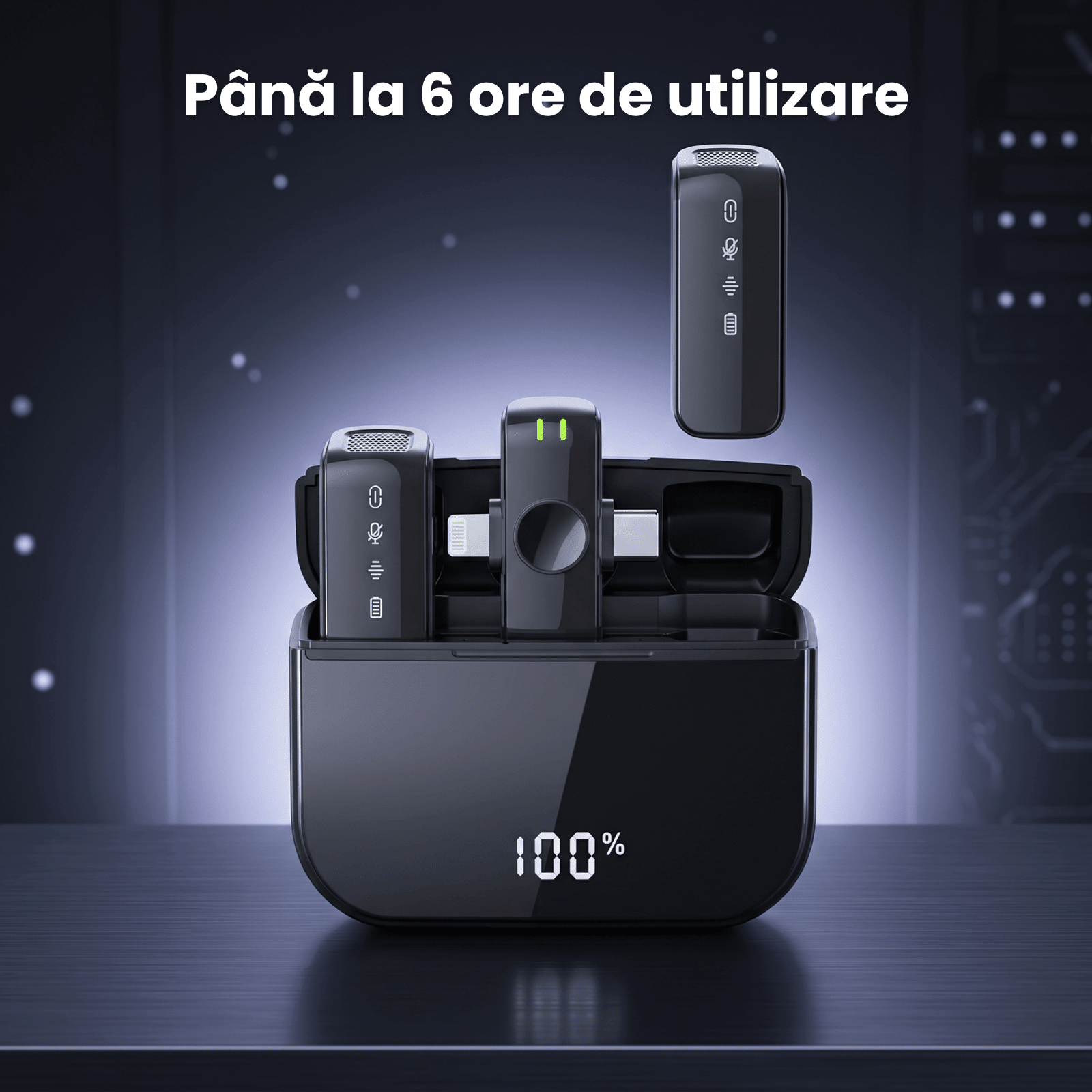 Set 2 Microfoane Lavaliera Wireless HASEPE®, Microfon Lavaliera Dual Lightning USB - C, Lavaliera Wireless Cu Reducere Zgomot CVC, 2.4G, Baterie 600mAh, Pentru Vlogging, Streaming, Interviuri, Compatib - HASEPE