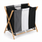 Cos Rufe HASEPE Triplu, Cu Cadru Din Bambus, Cos Rufe Cu 3 Compartimente Pentru Sortare Haine, Cos Rufe Pliabil Cu Material Rezistent, Tricolor, Organizare Eficienta Spatiu, Dimensiuni 72.5 x 40 x 74 - HASEPE