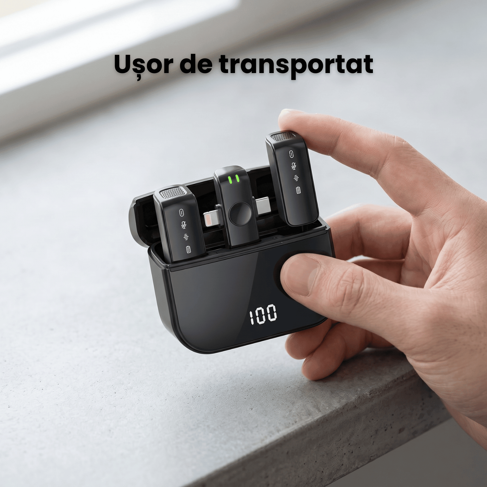 Set 2 Microfoane Lavaliera Wireless HASEPE®, Microfon Lavaliera Dual Lightning USB - C, Lavaliera Wireless Cu Reducere Zgomot CVC, 2.4G, Baterie 600mAh, Pentru Vlogging, Streaming, Interviuri, Compatib - HASEPE