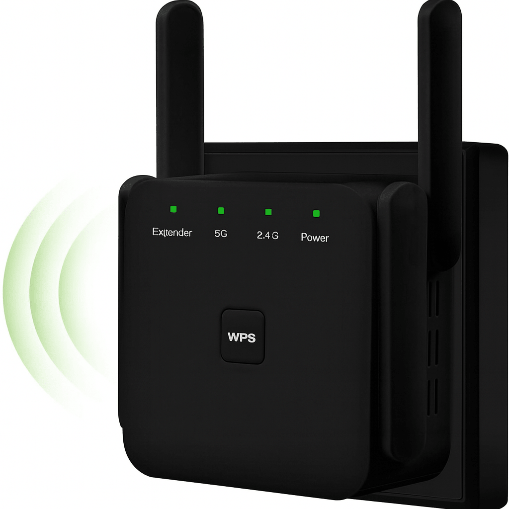 Range Extender WiFi HASEPE, Amplificator Wireless 1200 m², Suporta 80 Dispozitive, 4 Antene Puternice, Port Ethernet, Semnal Stabil, Instalare WPS Rapida, Compatibil Universal - HASEPE