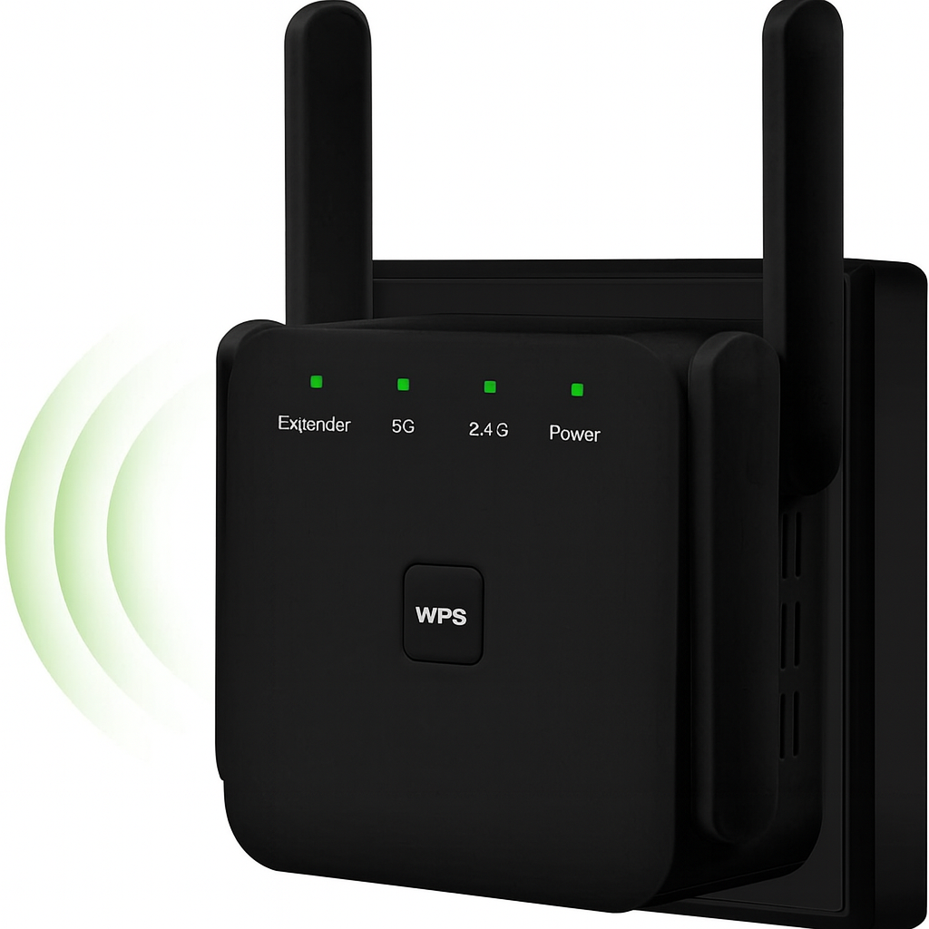 Range Extender WiFi HASEPE, Amplificator Wireless 1200 m², Suporta 80 Dispozitive, 4 Antene Puternice, Port Ethernet, Semnal Stabil, Instalare WPS Rapida, Compatibil Universal