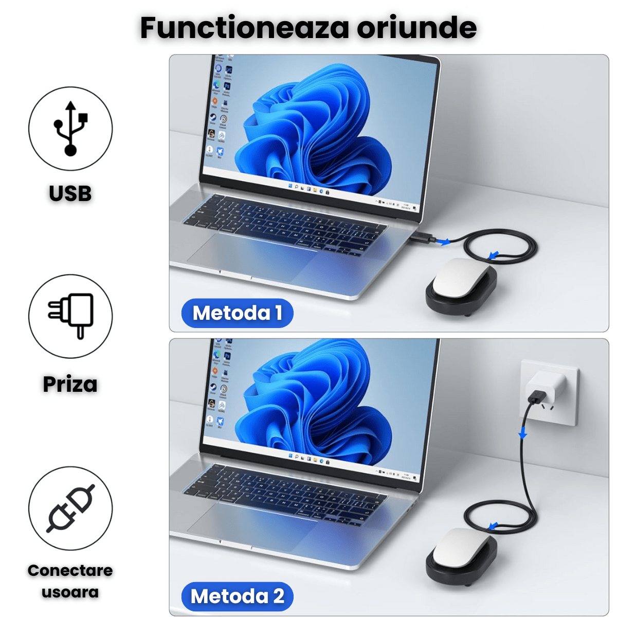 Mouse Jiggler HASEPE, Mecanic Cu Timer, Mouse Mover Fizic Fara Driver, Mouse Shaker Cu Miscare Aleatorie, Dispozitiv Ultra Silent Pentru PC Si Laptop, Anti Sleep, Alimentare USB Sau Adaptor, Compatibi - HASEPE