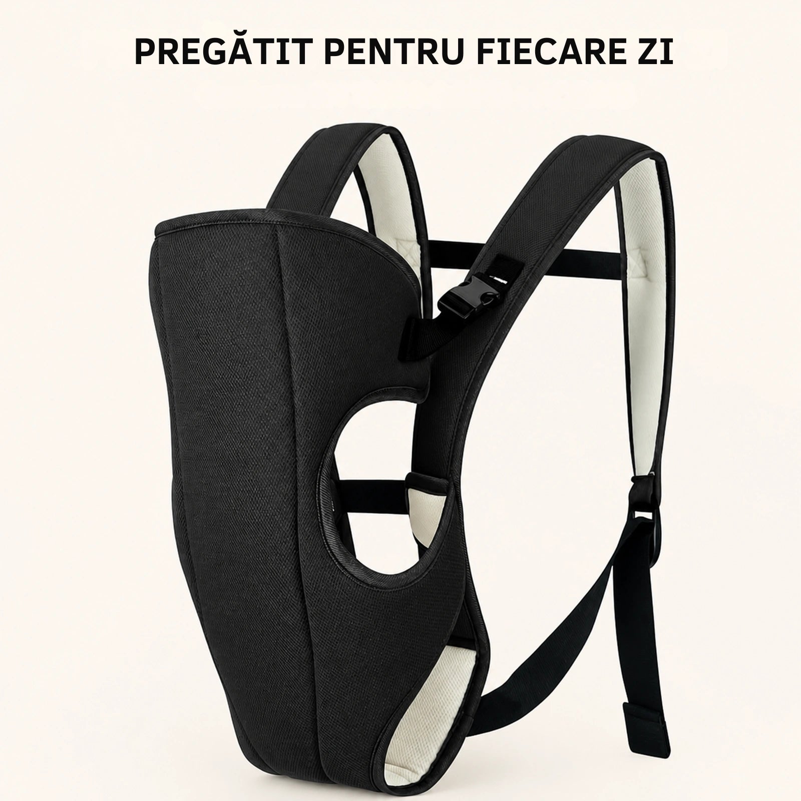 Marsupiu Bebe HASEPE® Ergonomic, Marsupiu Ergonomic Cu Sezut Antiderapant Intarit, Marsupiu Ergonomic 5+ Luni, Max 9 Kg, Negru