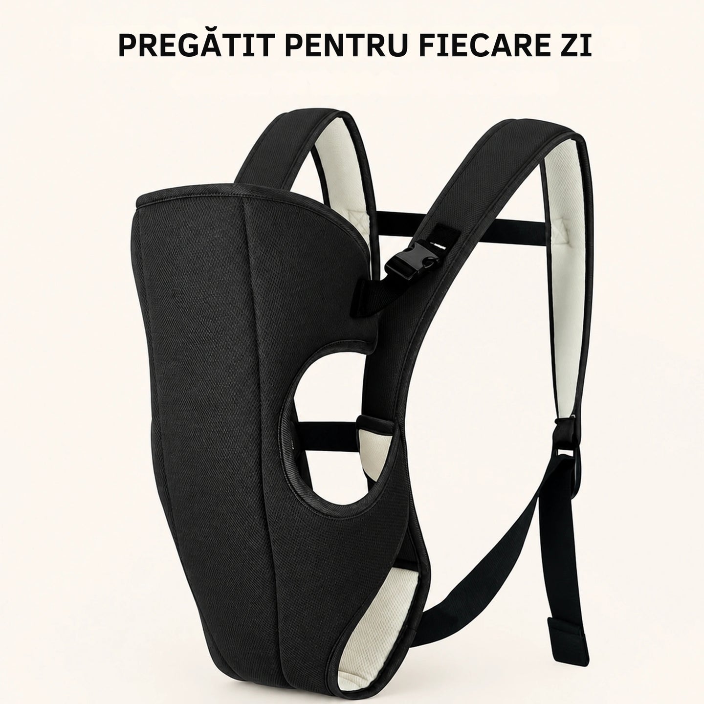 Marsupiu Bebe HASEPE® Ergonomic, Marsupiu Ergonomic Cu Sezut Antiderapant Intarit, Marsupiu Ergonomic 5+ Luni, Max 9 Kg, Negru