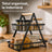 Raft Bucatarie HASEPE® Cu 2 Nivele, Etajera Depozitare Metalica Neagra Cu Maner Din Lemn, 22x14x26cm