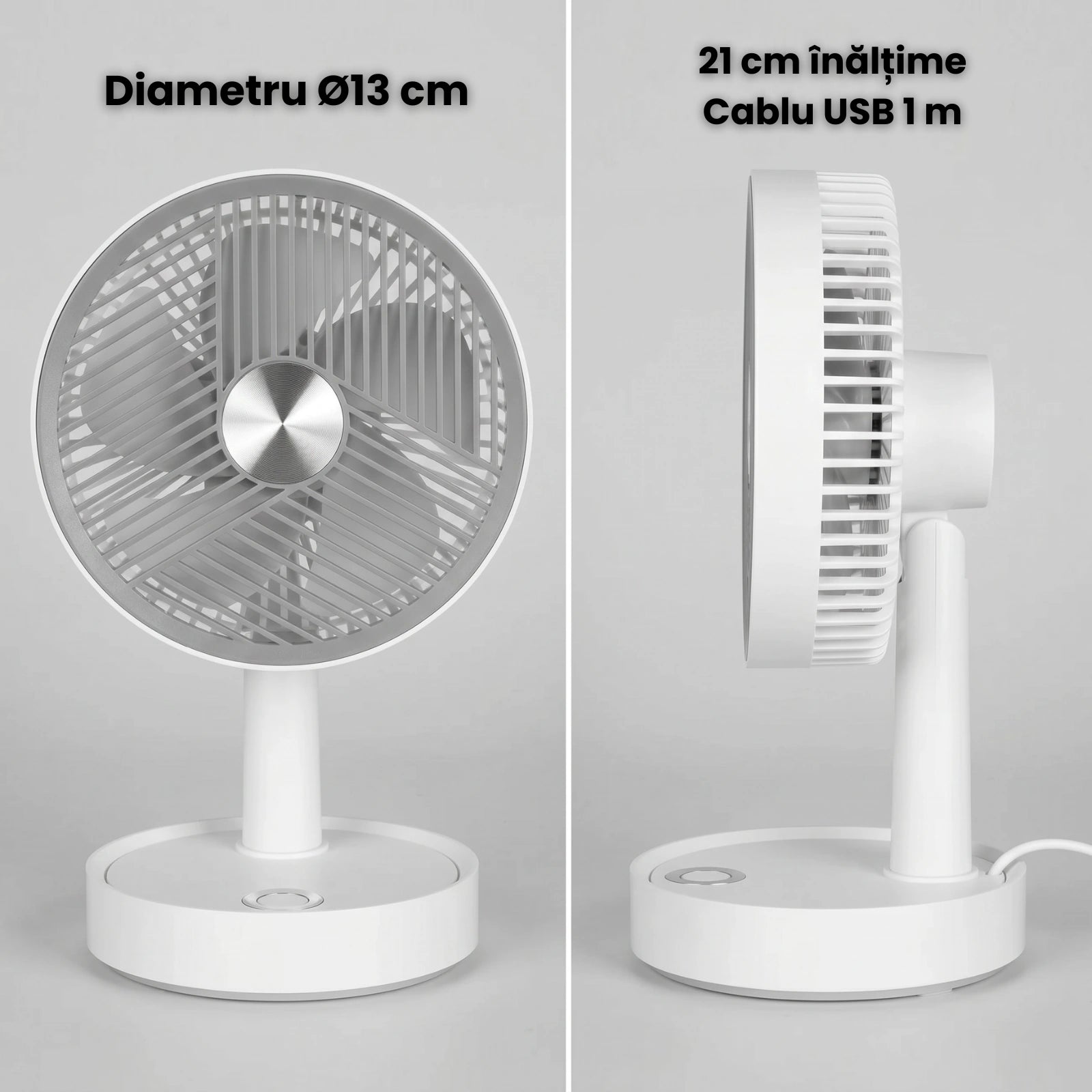 Ventilator USB HASEPE® De Birou 13 cm, Ventilator USB Cu 3 Trepte De Viteza, Ventilator Birou Silentios 4W