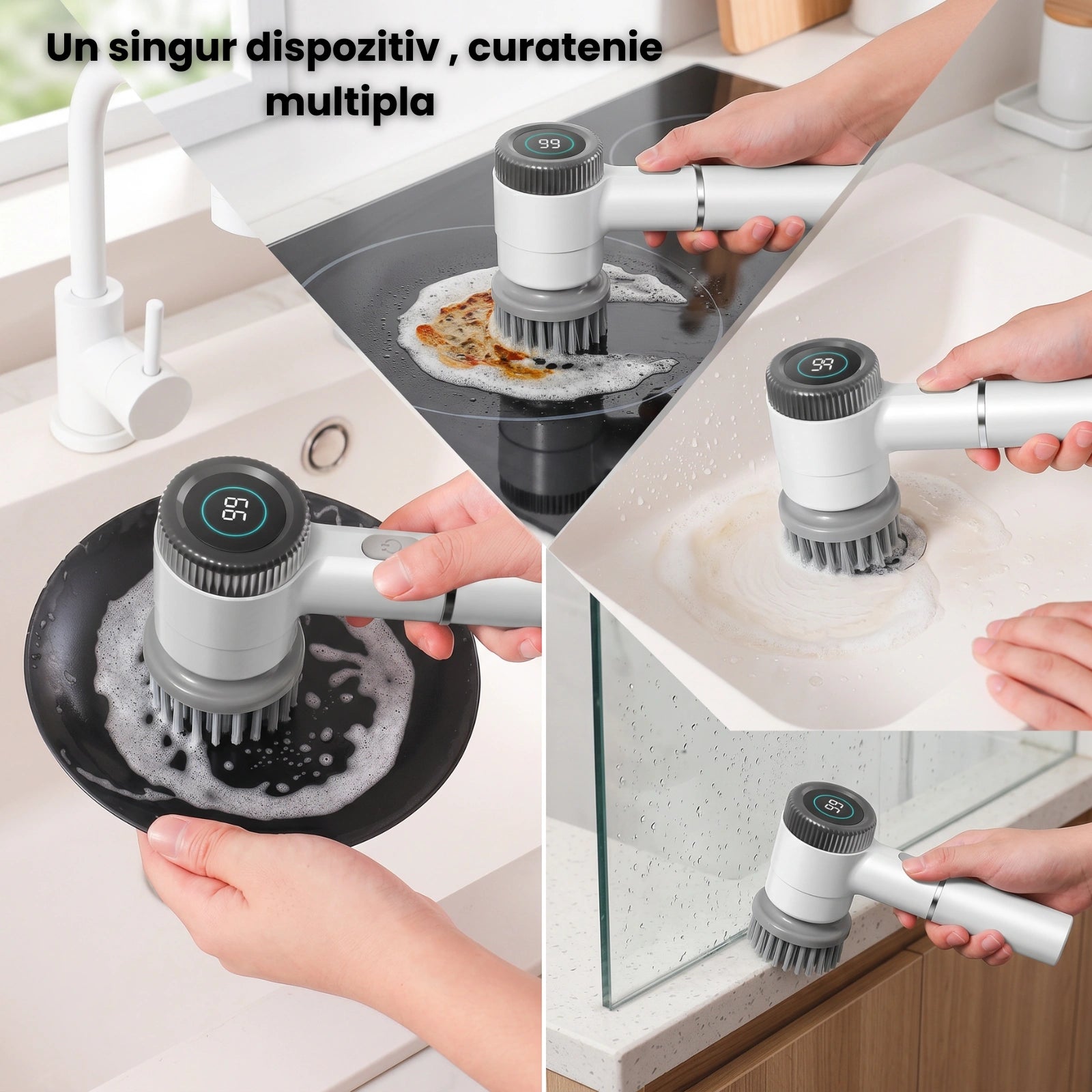 Perie Curatare Electrica HASEPE® Multifunctionala, Perie Electrica Curatare Cu 5 Capete