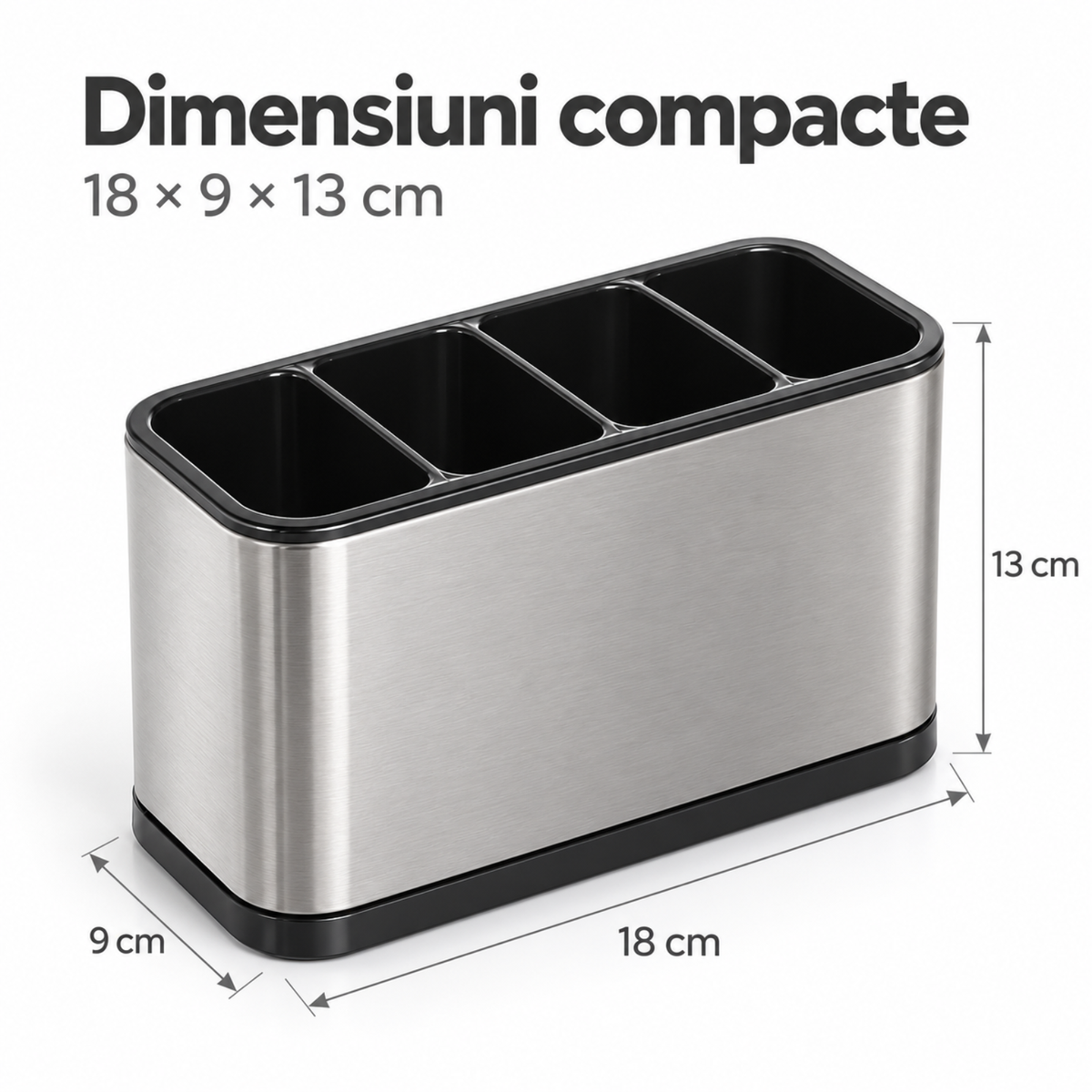 Suport Tacamuri Hasepe® din Inox, 4 Compartimente, 18x9x13 cm, Scurgere in Chiuveta