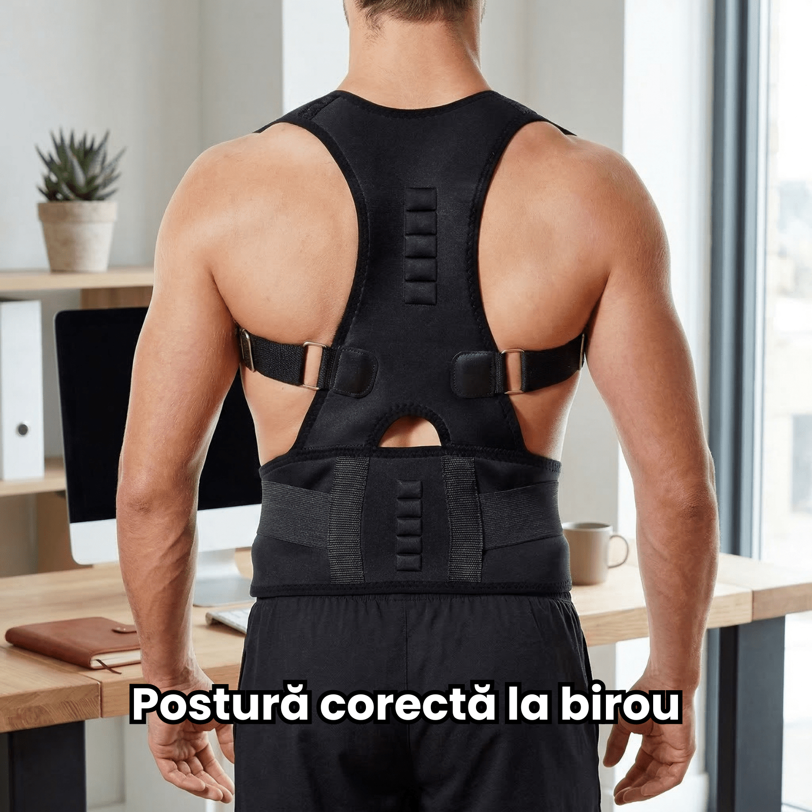 Corector Postura HASEPE® Reglabil Pentru Spate Si Aliniere Coloana, Centura Postura Ortopedica Pentru Umeri Si Spate, Centura Spate Pentru Suport Lombar Si Corectie Postura Zilnica, Marime S/M - HASEPE