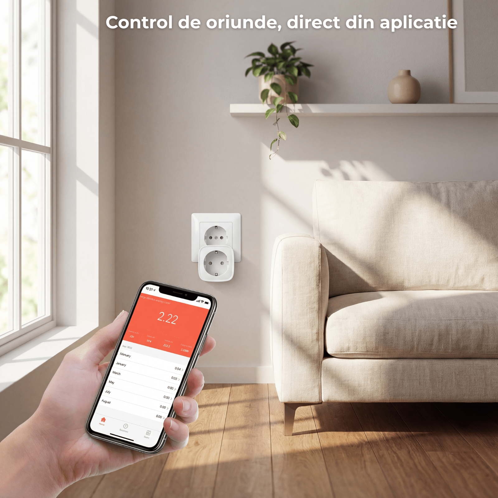 Priza Smart HASEPE WiFi 16A Cu Monitorizare Consum, Priza Inteligenta Pentru Casa Smart, Control Vocal Alexa Si Google Assistant, Programare Si Timer, Control De La Distanta, Priza WiFi Standard Europ - HASEPE