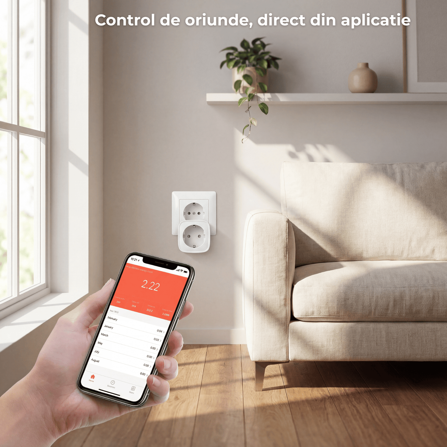 Priza Smart HASEPE WiFi 16A Cu Monitorizare Consum, Priza Inteligenta Pentru Casa Smart, Control Vocal Alexa Si Google Assistant, Programare Si Timer, Control De La Distanta, Priza WiFi Standard Europ - HASEPE