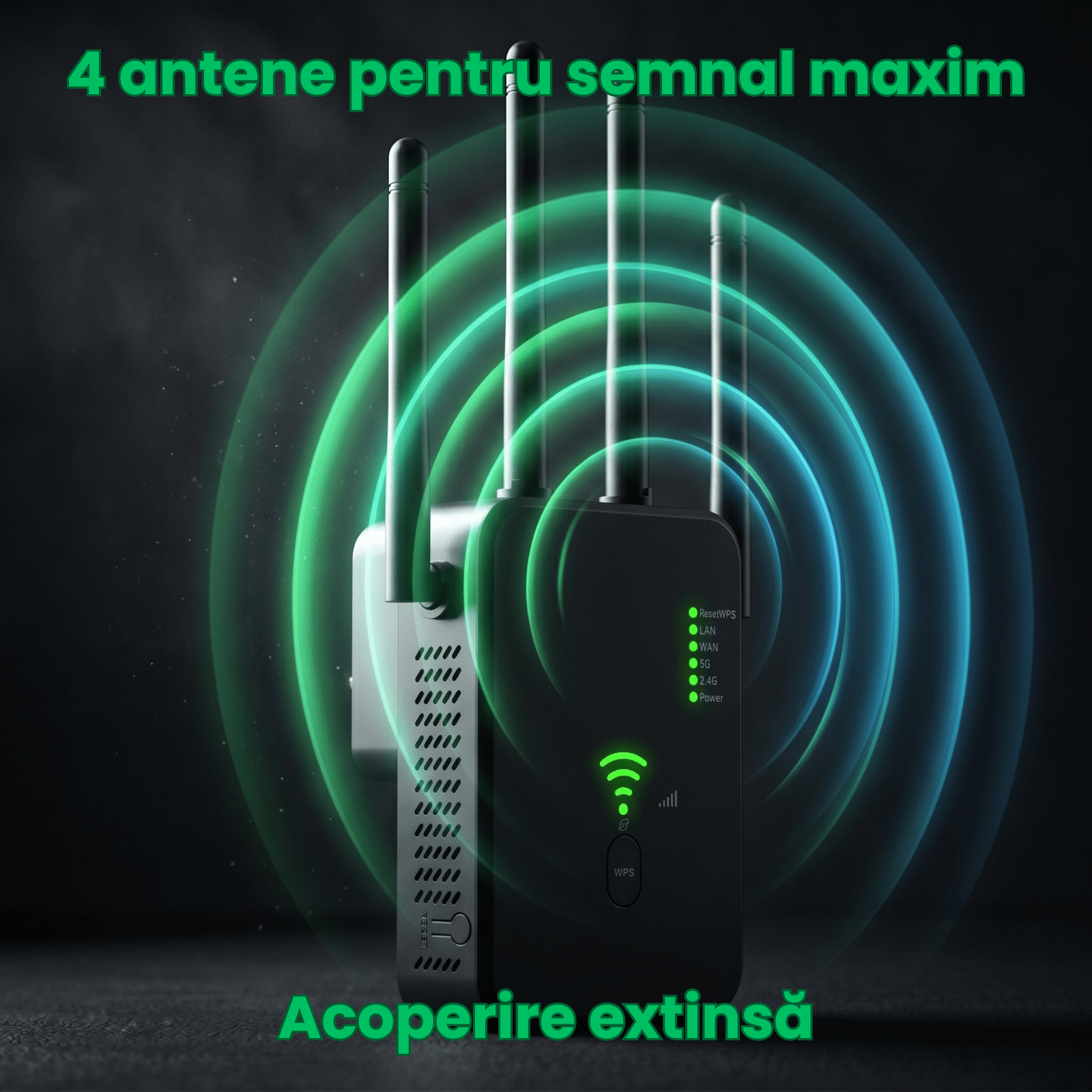 Range Extender WIFI HASEPE® 1200M Dual Band, Repeater WIFI Semnal, Amplificator WIFI Cu Acoperire Extinsa, Range Extender WIFI Cu Protectie, Repeater WIFI Casa Birou, Amplificator WIFI Stabil, Design - HASEPE