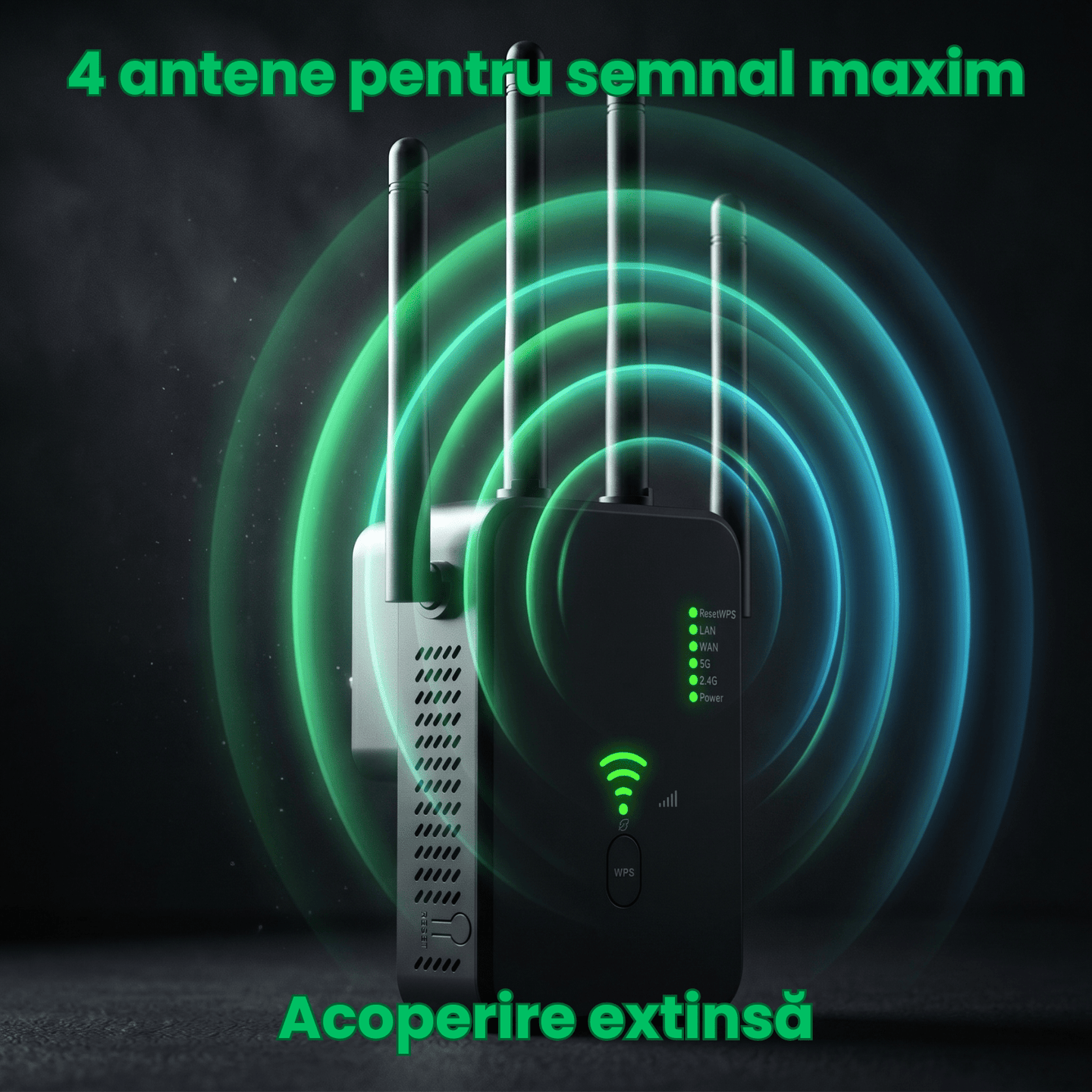 Range Extender WIFI HASEPE® 1200M Dual Band, Repeater WIFI Semnal, Amplificator WIFI Cu Acoperire Extinsa, Range Extender WIFI Cu Protectie, Repeater WIFI Casa Birou, Amplificator WIFI Stabil, Design - HASEPE
