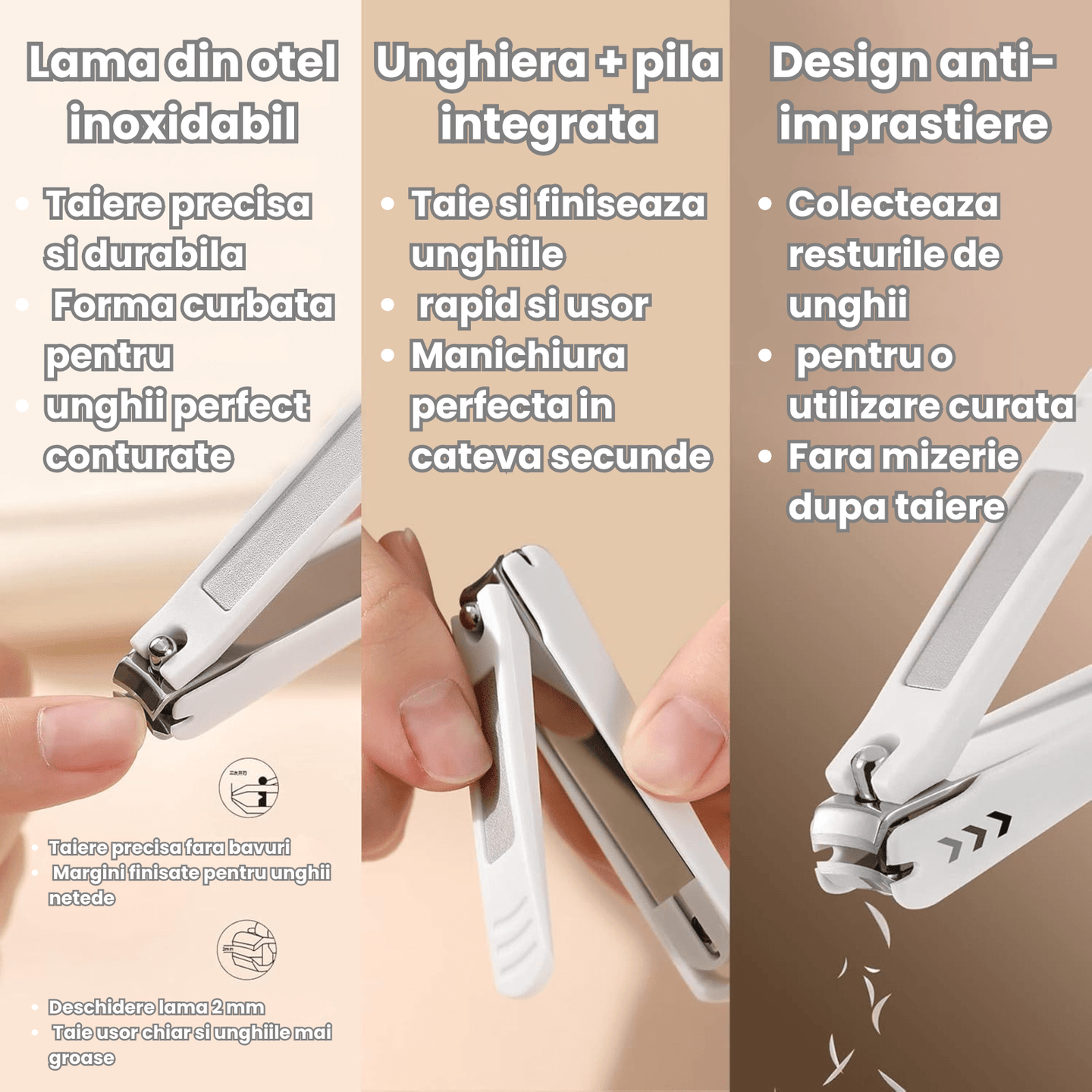 Unghiera HASEPE Set Unghiere Manichiura Pedichiura 3 Piese, Unghiera Otel Inoxidabil Profesional, Cleste Unghii Precizie, Unghiera Ascutita Pentru Maini Si Picioare, Set Unghiere Cu Cutie Eleganta Dep - HASEPE