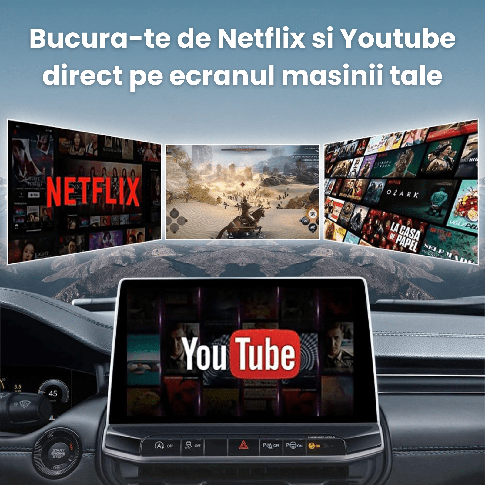 Adaptor Auto Wireless CarPlay si Android Auto HASEPE Ai Box, Adaptor Bluetooth Dual Wi - Fi 5G, HDMI, Android 11, Plug & Play, 4GB RAM, 32GB, CarPlay Wireless, Netflix/YouTube - HASEPE