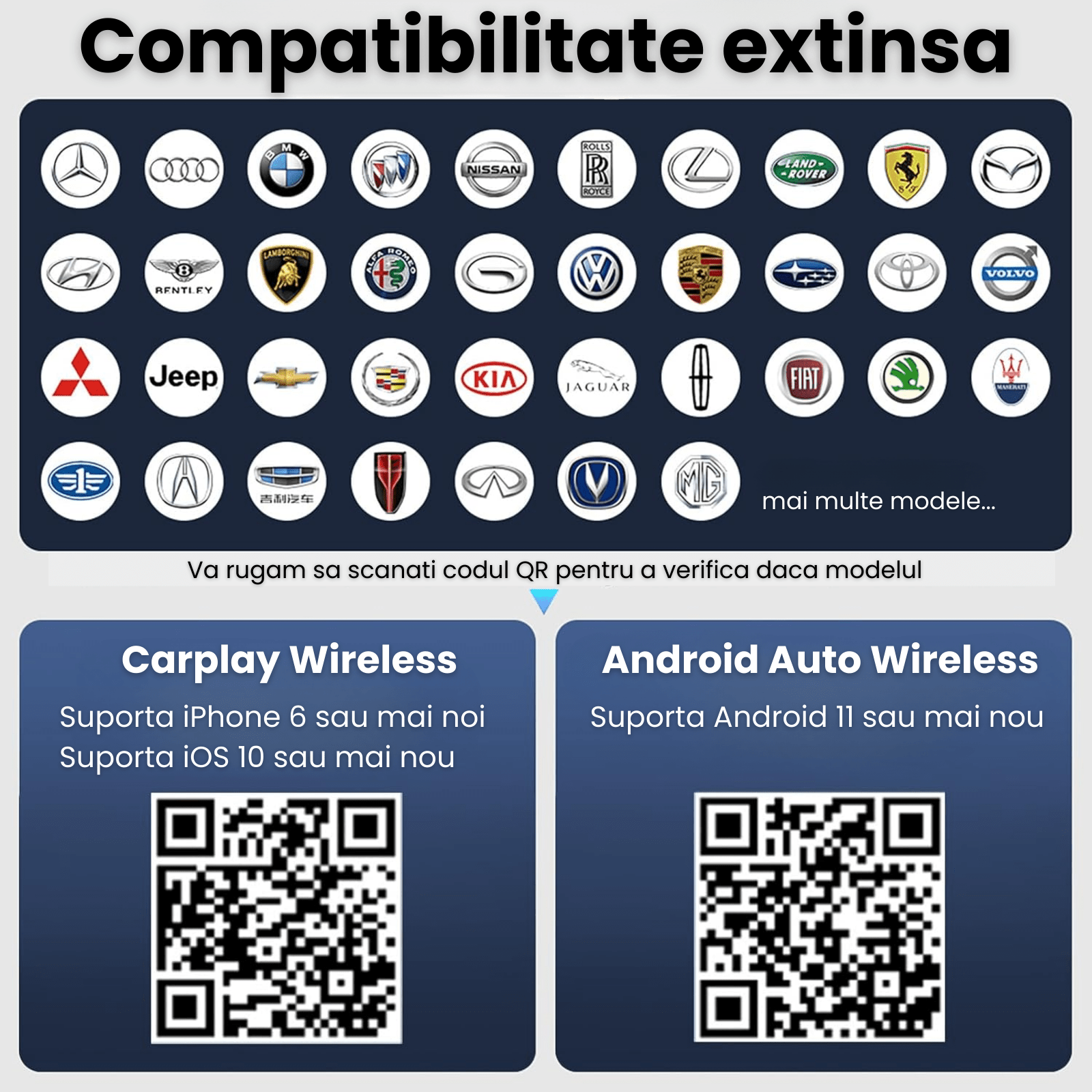 Adaptor Auto Wireless CarPlay si Android Auto HASEPE Ai Box, Adaptor Bluetooth Dual Wi - Fi 5G, HDMI, Android 11, Plug & Play, 4GB RAM, 32GB, CarPlay Wireless, Netflix/YouTube - HASEPE