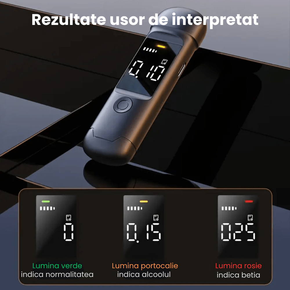 Etilotest Profesional HASEPE, Alcool Tester Digital Non - Contact, Precizie +0.015%, Calibrare Automata, Memorare Rezultate, Display LCD, Autonomie Extinsa, Negru - HASEPE