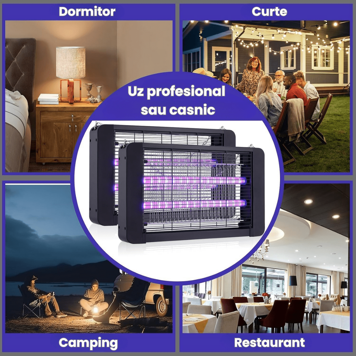 Aparat Tantari si Muste HASEPE, Lampa UV Anti Insecte 40W, Acoperire 200mp, Montaj Podea/Tavan, Protectie Ecologica, Consum Redus, Sigur pentru Copii si Animale, Negru - HASEPE