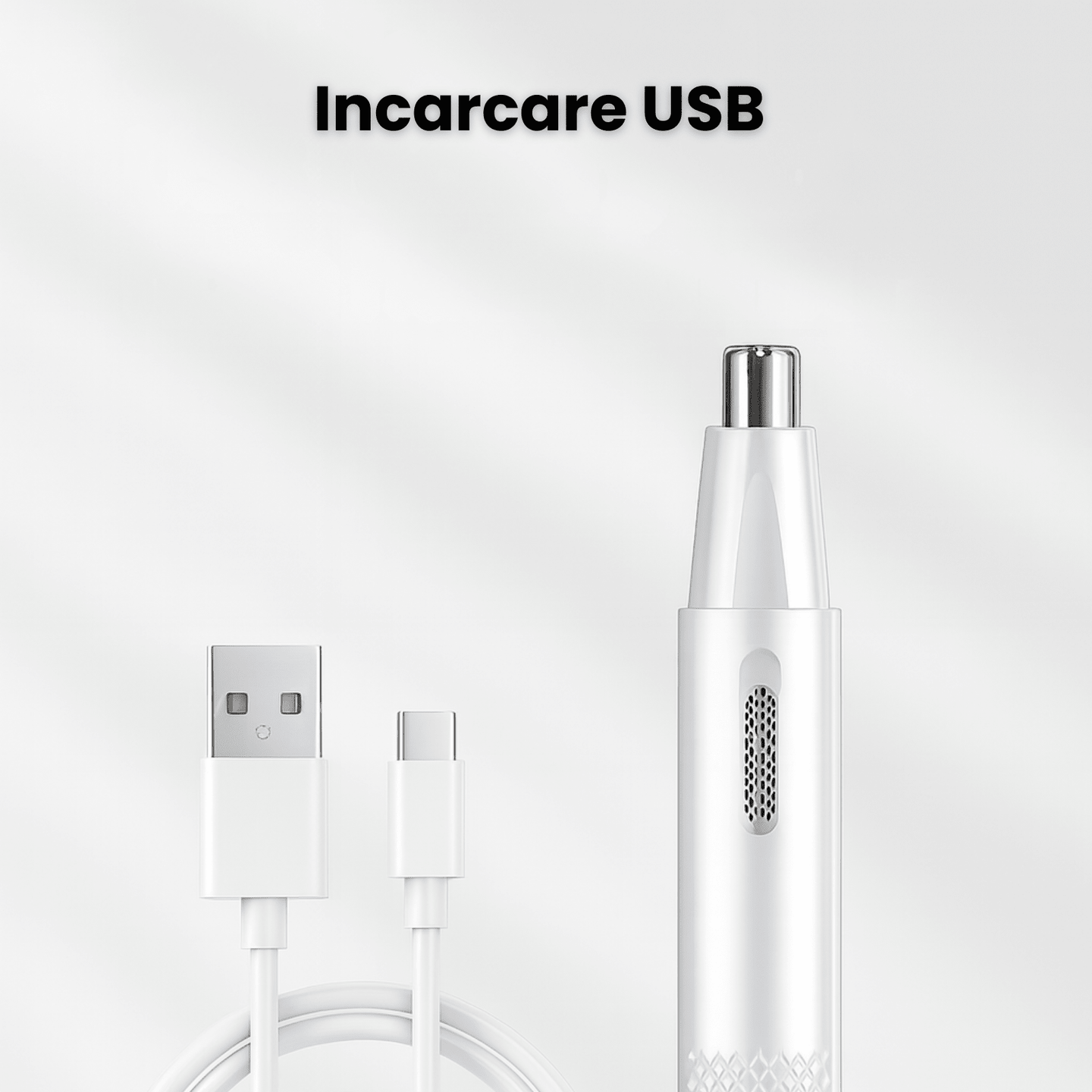 Aparat Tuns Par Nas si Urechi HASEPE, Trimmer Facial Electric USB, Lame Otel Inoxidabil, Cap Rotativ, Design Compact 15x1cm, Curatare Usoara, Alb - HASEPE