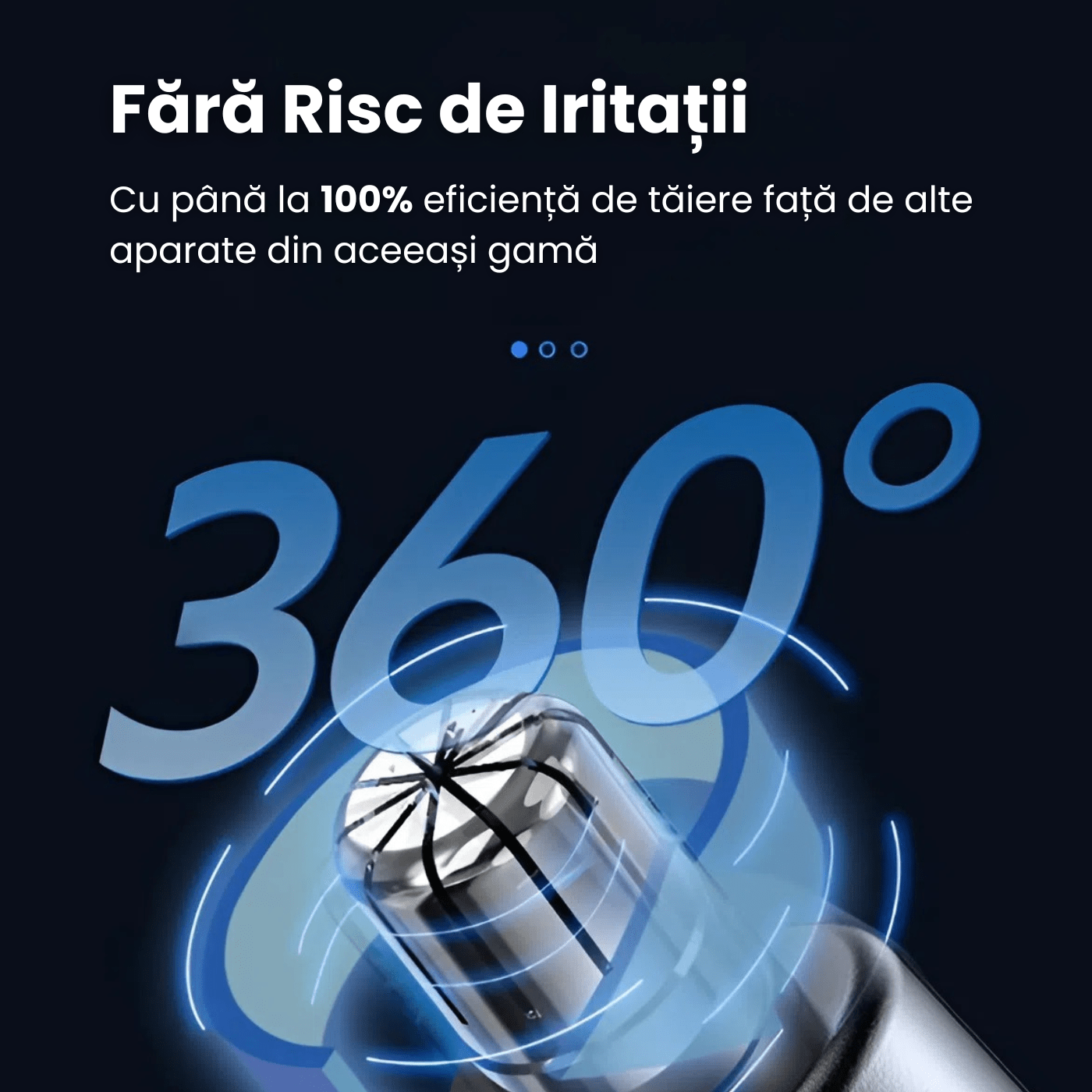 Aparat Tuns Par Nas si Urechi HASEPE, Trimmer Facial Electric USB, Lame Otel Inoxidabil, Cap Rotativ, Design Compact 15x1cm, Curatare Usoara, Albastru - HASEPE
