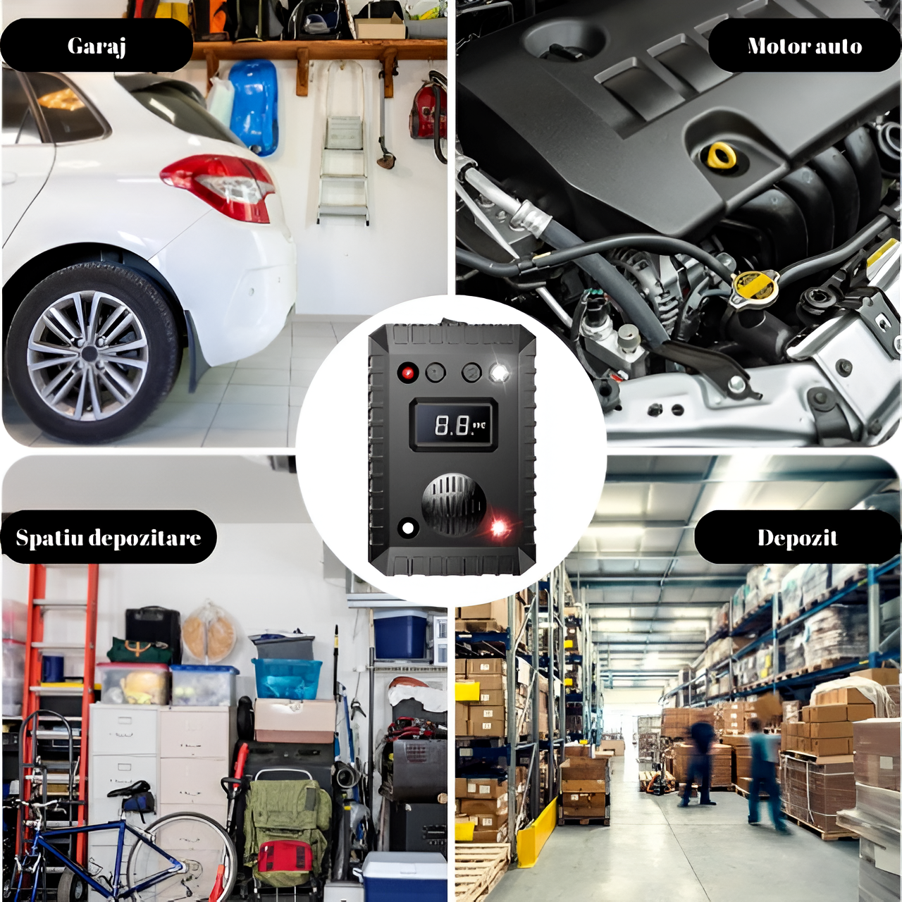 Aparat Anti Rozatoare Auto HASEPE, Anti Soareci si Sobolani, Protectie Motoare Masini si Garaje, Ultrasunete si LED Stroboscopic, Alimentare 12V/24V, Mod Standby Automat, Negru